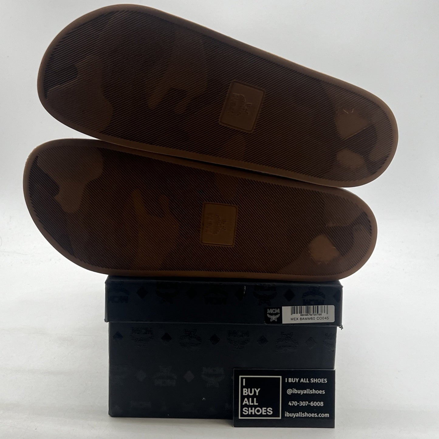 Size 45 - MCM Men’s Monogram Print Rubber Slides