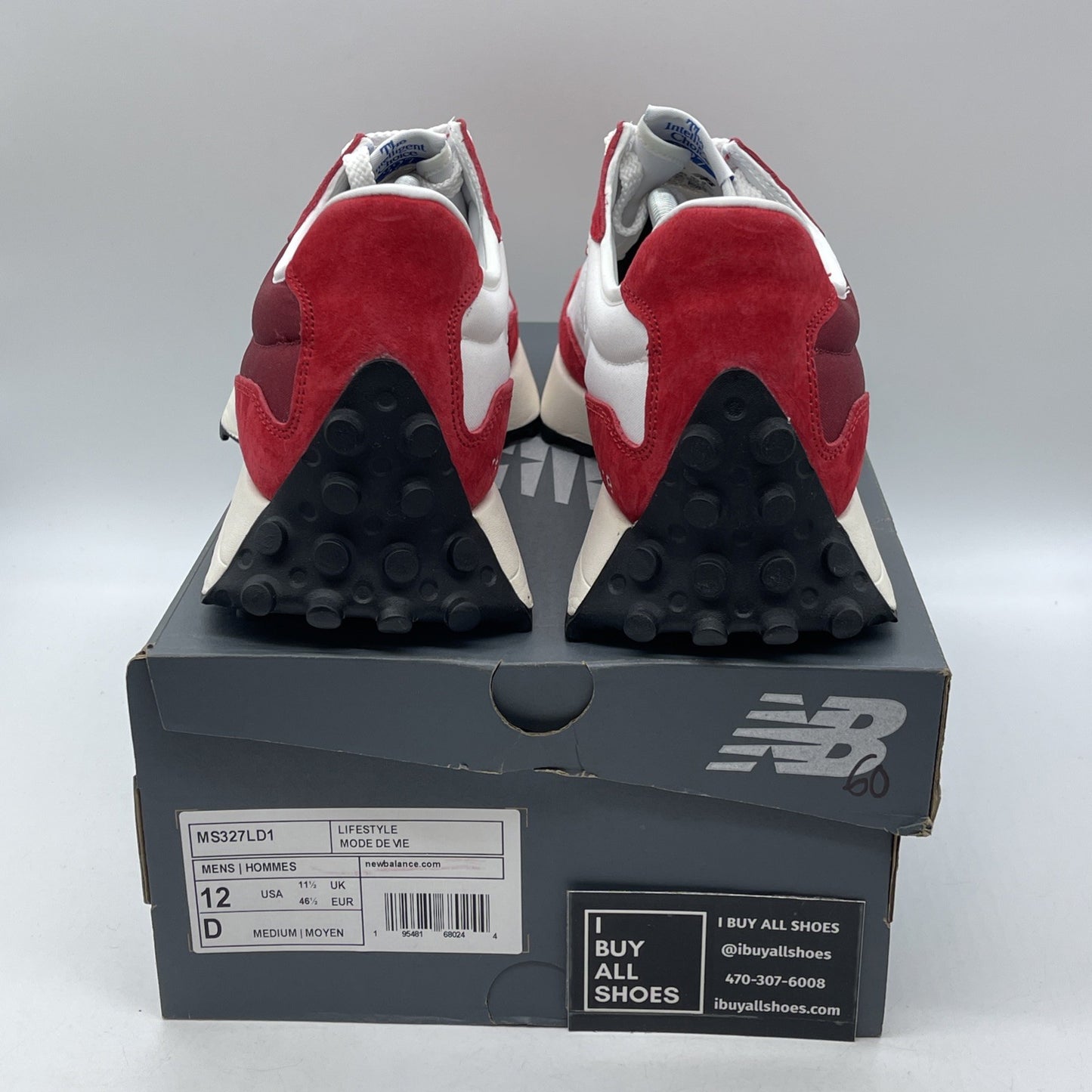 Size 10 - New Balance 327 Scarlet Red White Suede (MS327LD1)