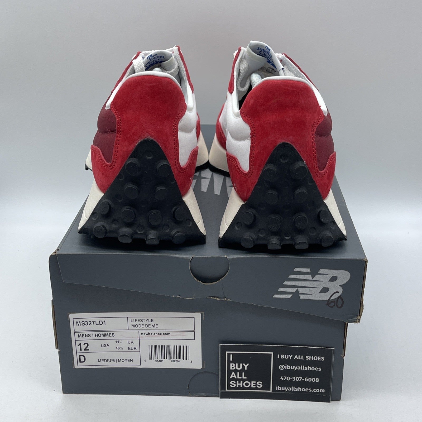 Size 10 - New Balance 327 Scarlet Red White Suede (MS327LD1)