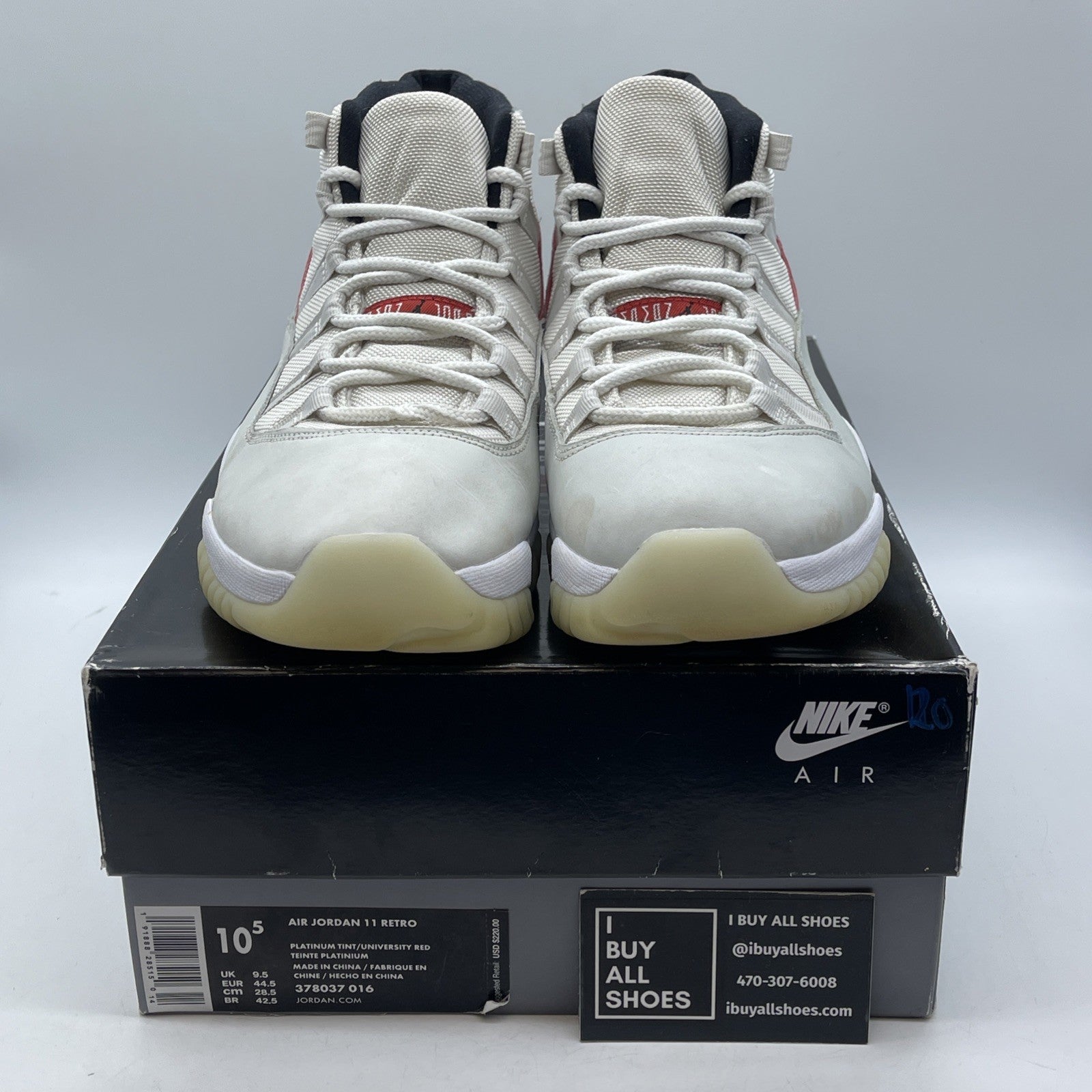 Size 10.5 - Air Jordan 11 Retro Platinum Tint Black Suede (378037-016)