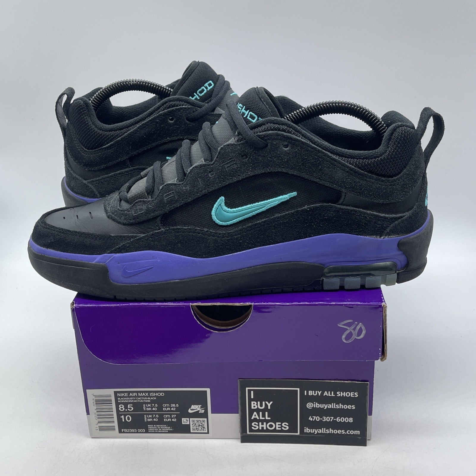 Size 8.5 - Nike Air Max Ishod Wair SB Black Grape (FB2393-003)
