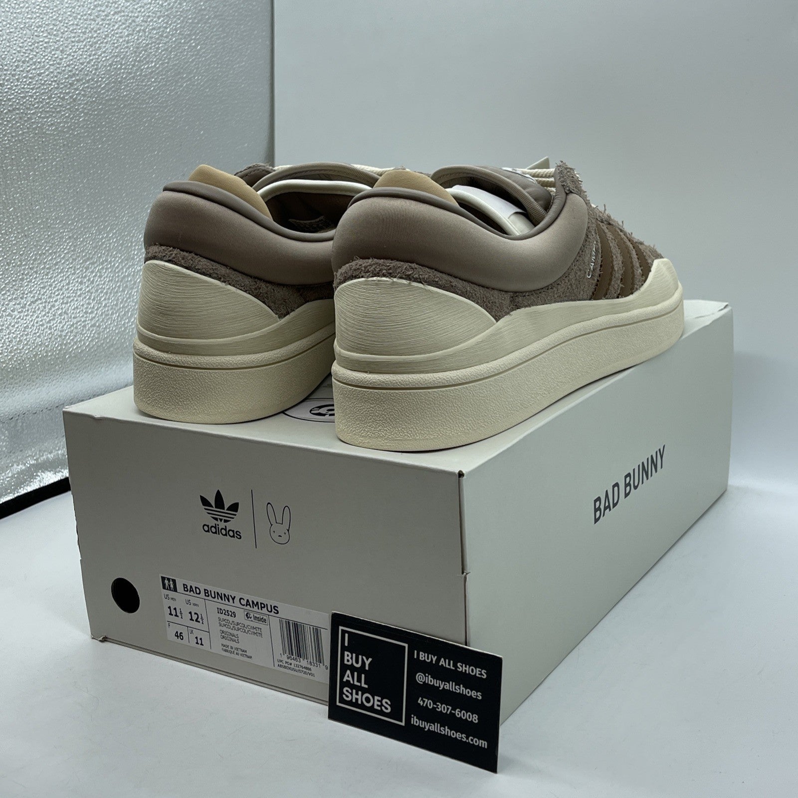 Size 11.5 - Bad bunny  Adidas Campus chalky brown Suede Leather (ID2529)