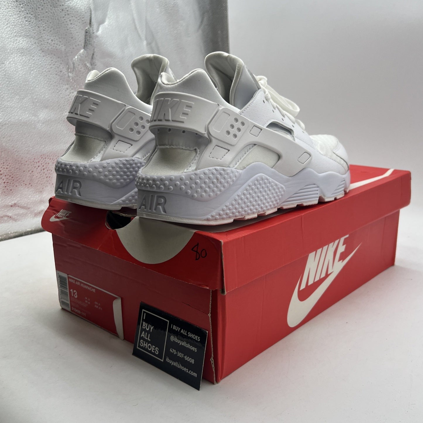 Size 13 - Nike Air Huarache All White (318429-111)