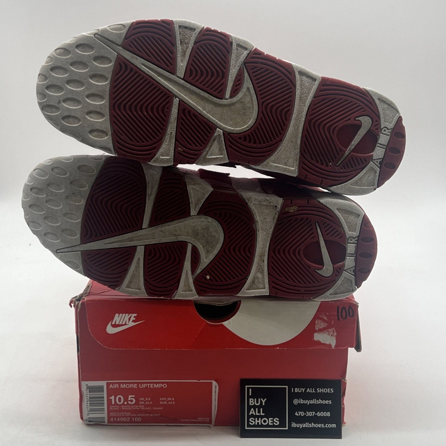 Size 10.5 - Nike Air More Uptempo White Red (414962-100)