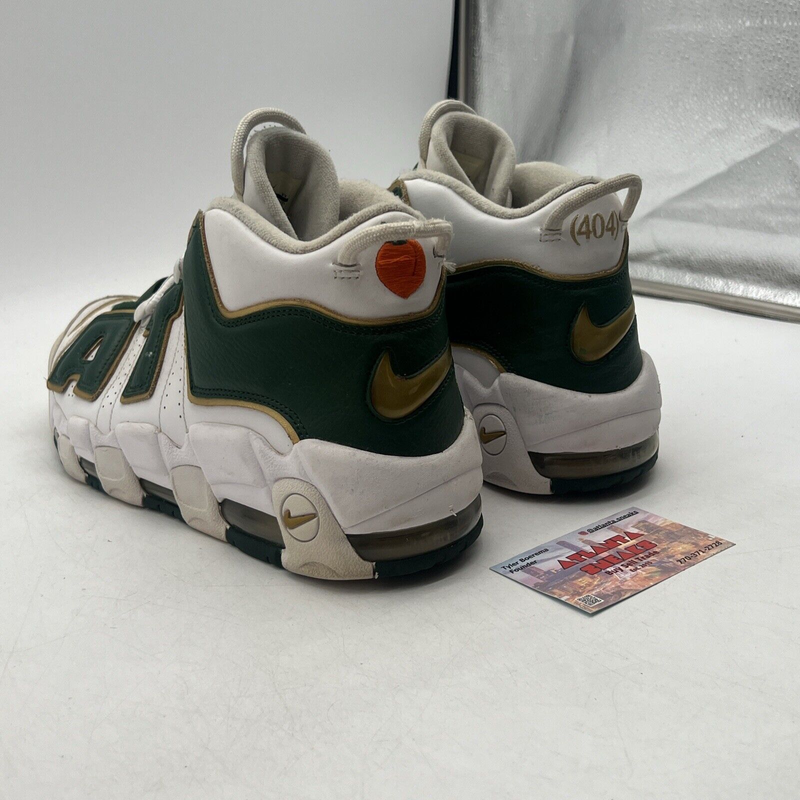 Size 10 - Nike Air More Uptempo QS Atlanta Green Gold White Leather (AJ3139-100)