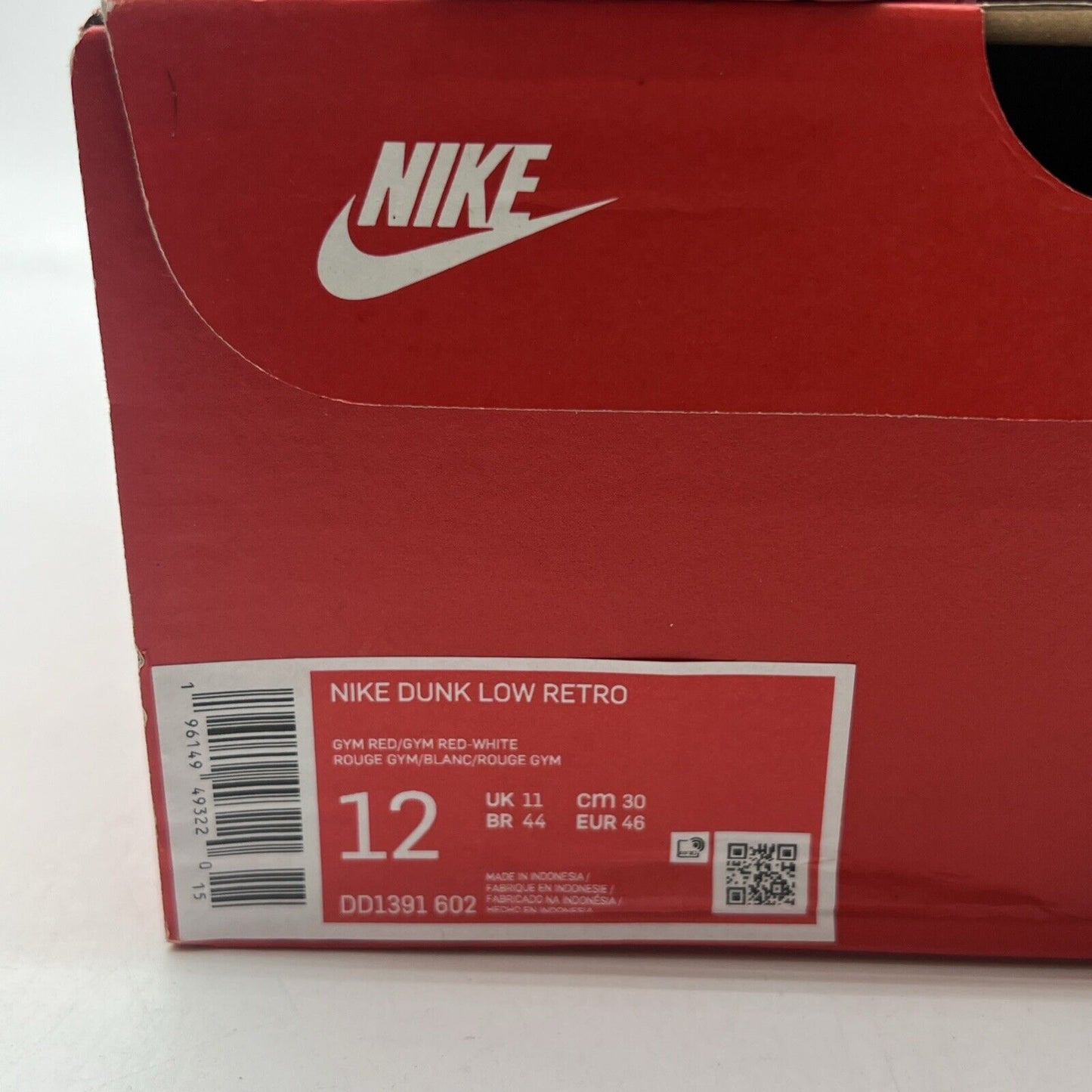 Size 12 - Nike Dunk Low Gym Red (DD1391-602)