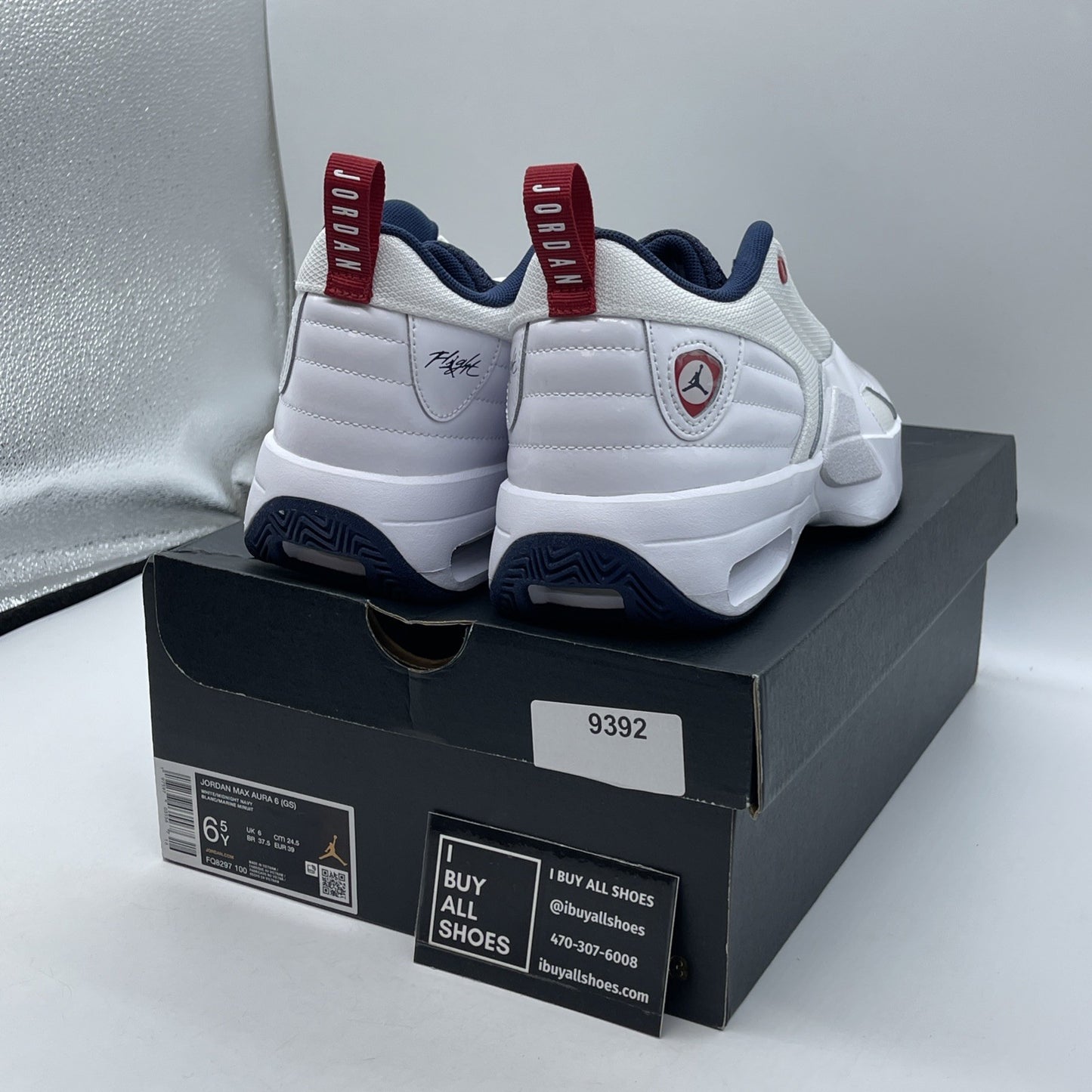 Size 6.5Y - Air Jordan Max Aura 6 GS White Varsity Red Midnight Navy(FQ8297-100)