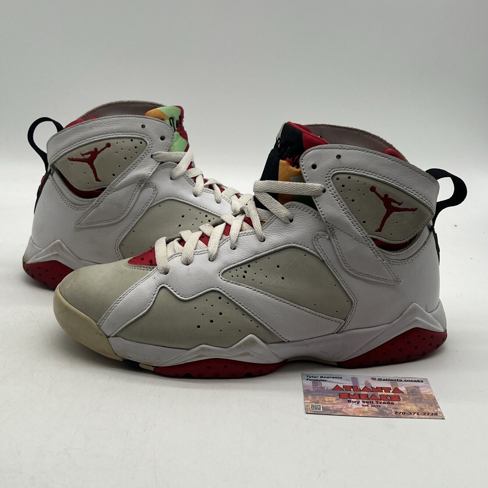 Size 10 - Air Jordan 7 Retro 2015 Hare White Tan Suede Red (304775-125)