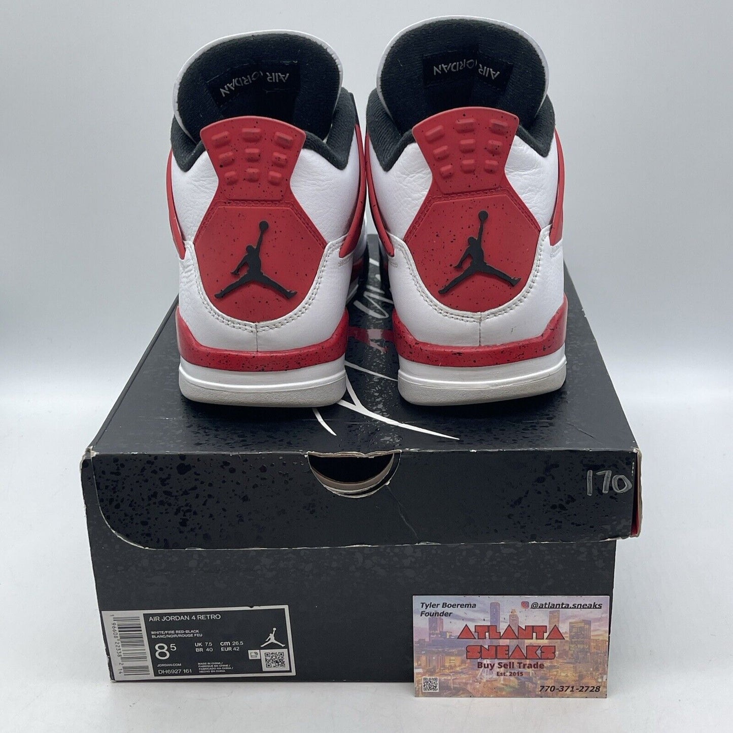 Size 8.5 - Jordan 4 Retro Mid Red Cement Red Black White Leather (DH6927-161)