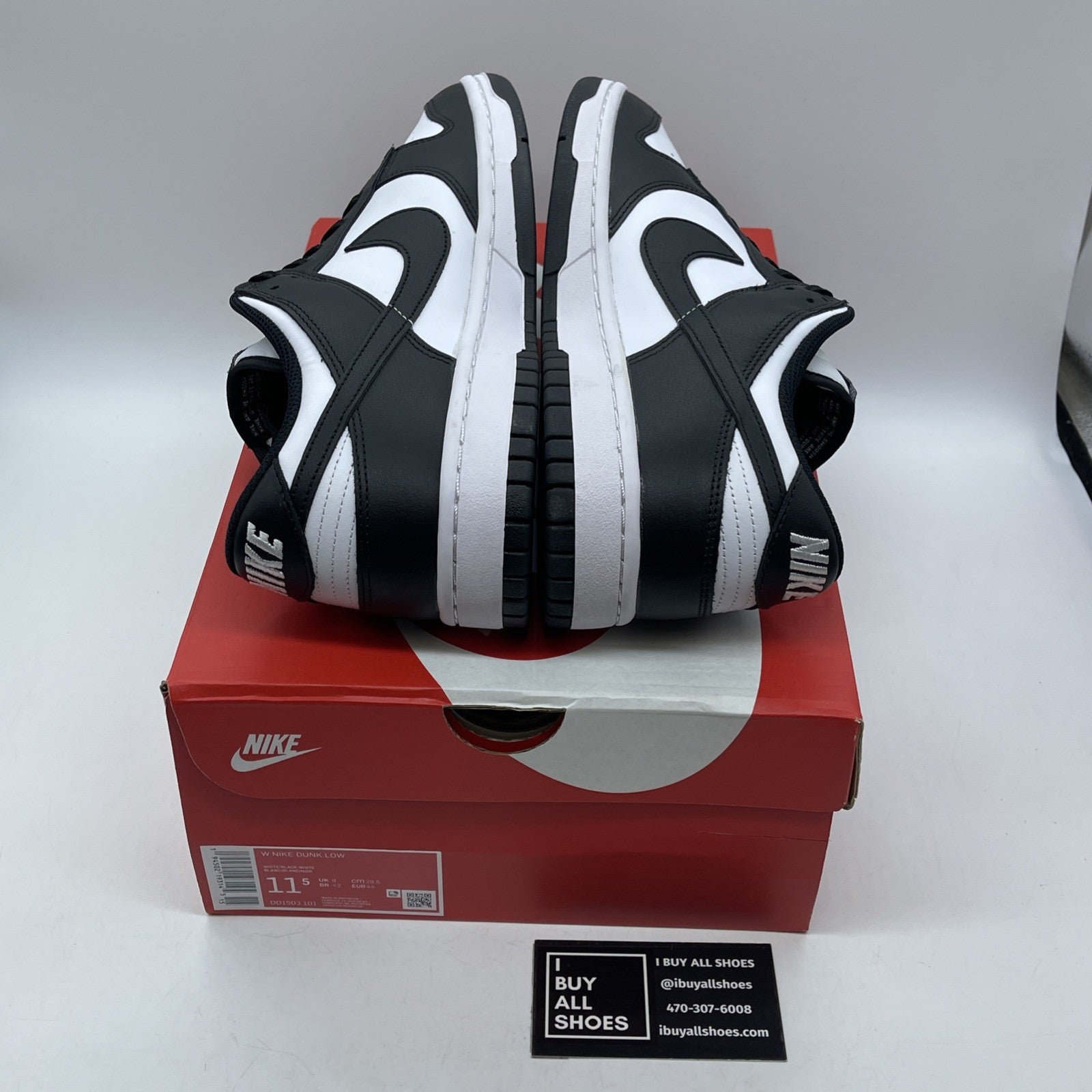 Size 11.5W - Nike Dunk Low Black White Leather (DD1503-101)
