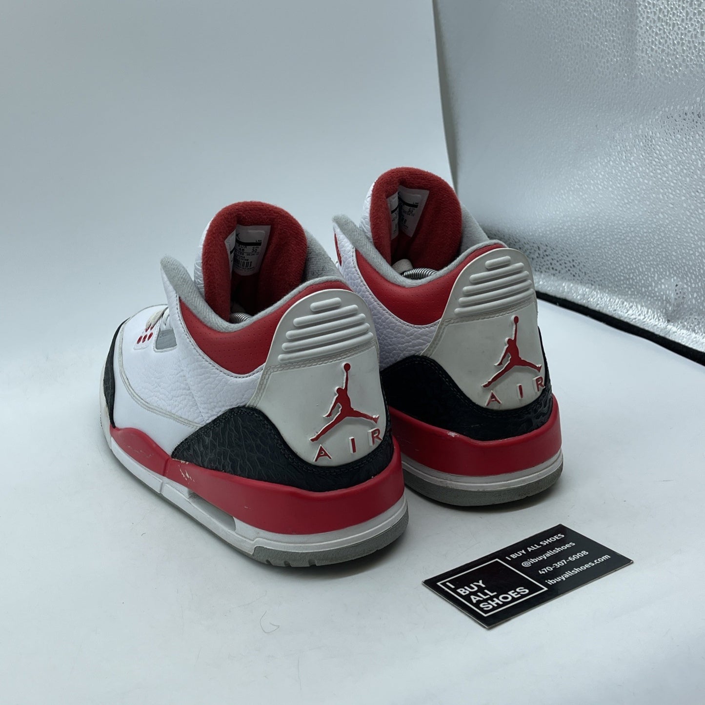 Size 12 - Air Jordan 3 Retro 2013 Fire Red White Grey Suede (136064-120)