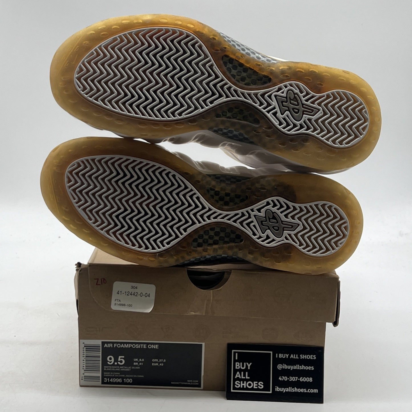 Size 9.5 - Nike Air Foamposite One White-Out (314996-100)