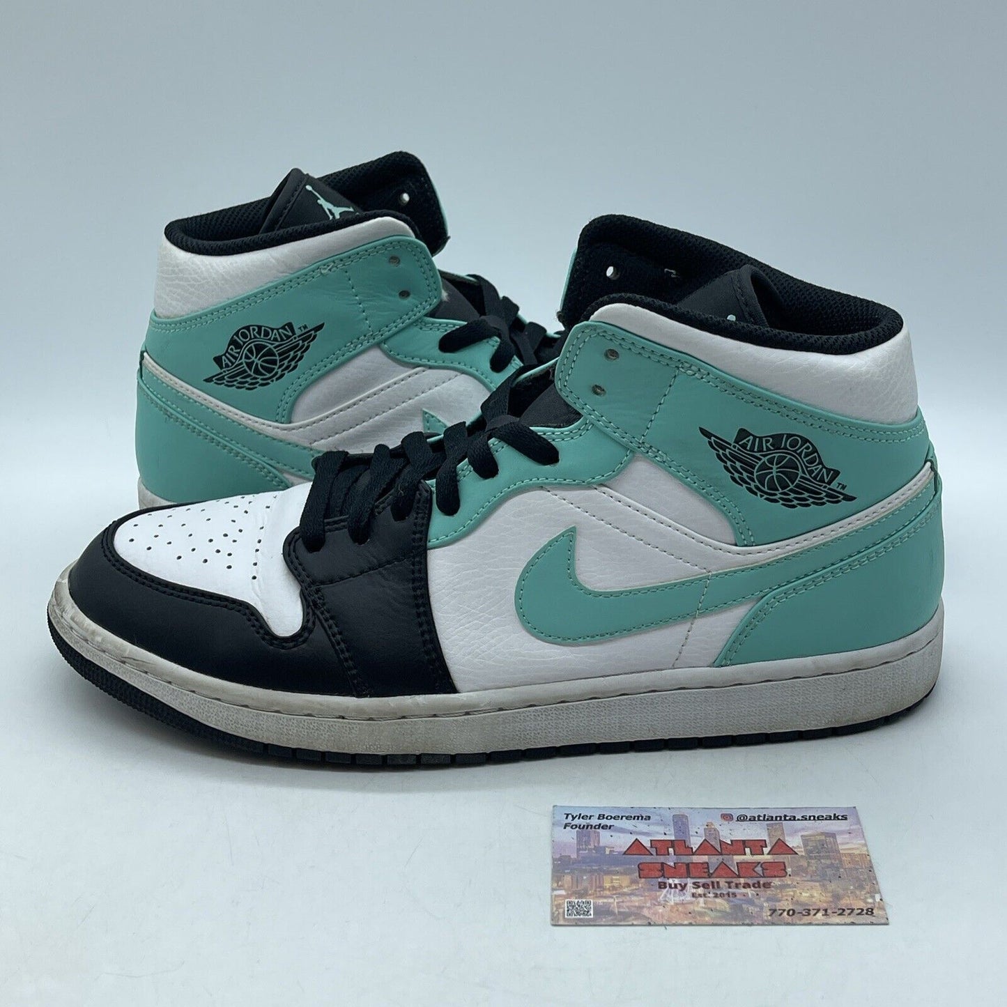 Size 10.5 - Air Jordan 1 Mid Tropical Twist Blue Black White Leather (554724-132