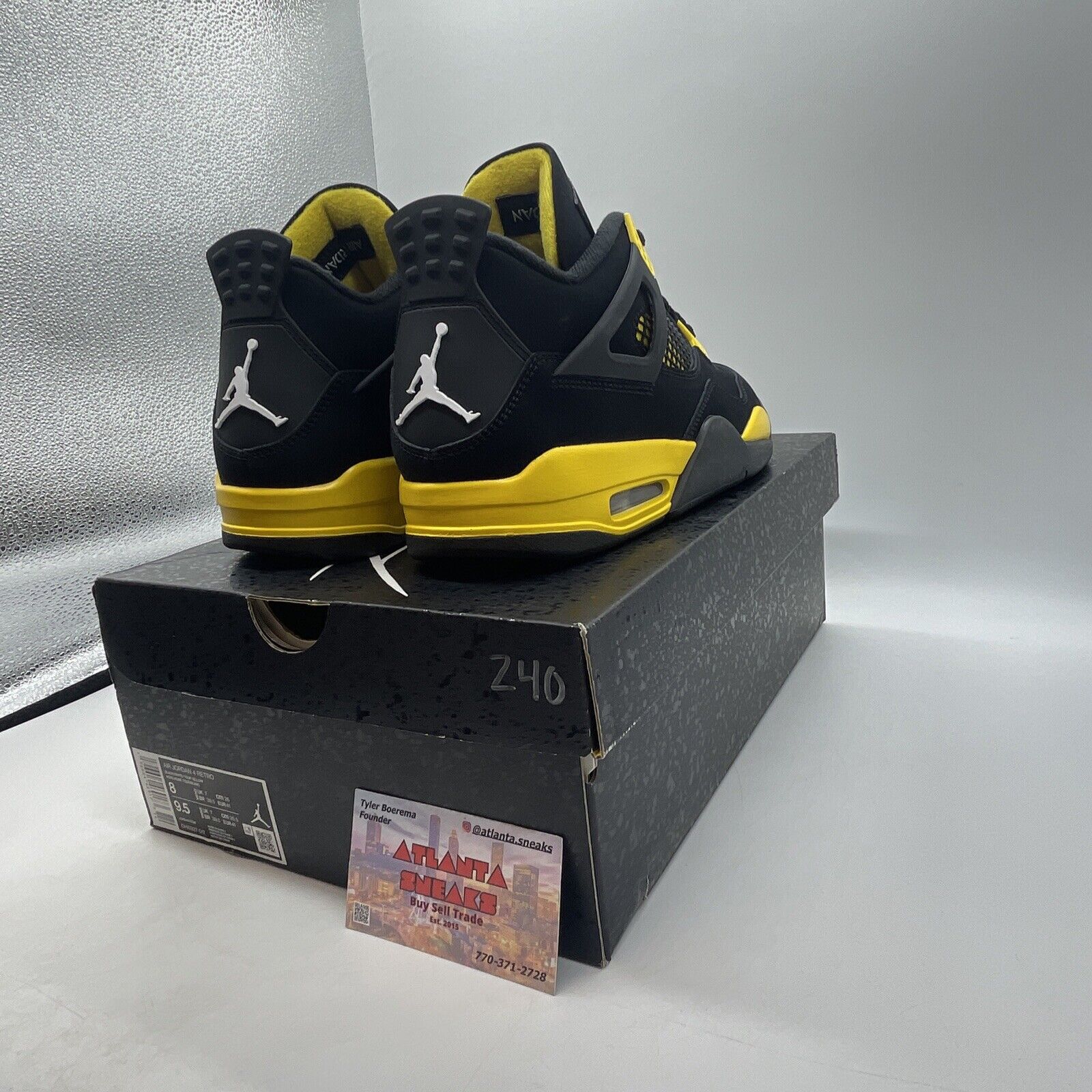 Size 8 - Jordan 4 Retro Mid Thunder Black Yellow Suede (DH6927-017)