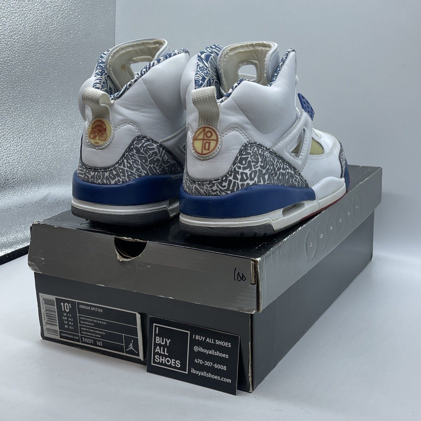 Size 10.5 - Jordan Spizike True Blue White Grey Suede Leather (315371-163)