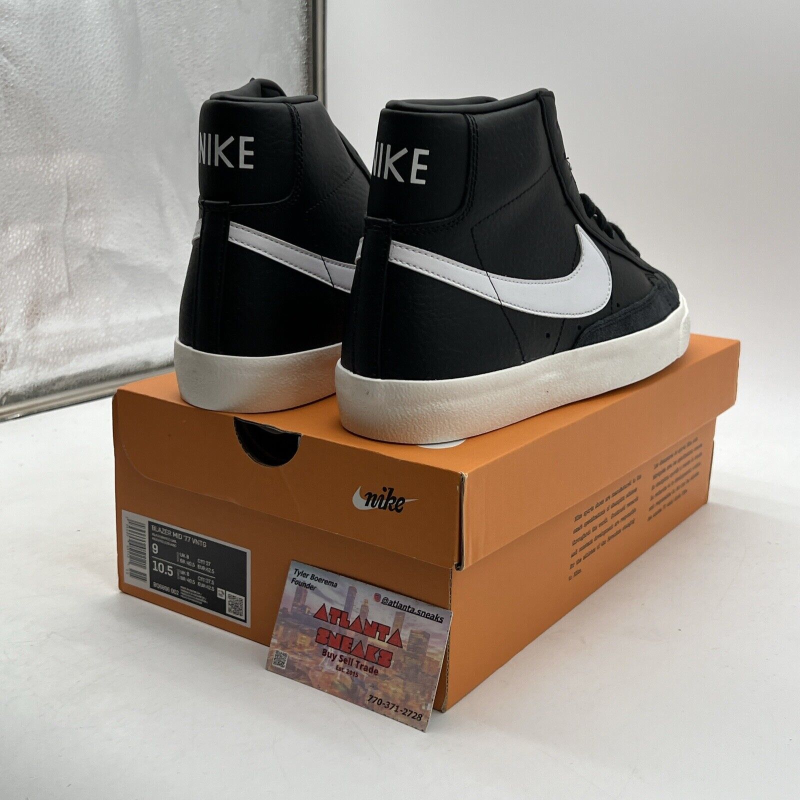 Size 9 - Nike Blazer '77 Vintage Mid Black Sail Leather (BQ6806-002)