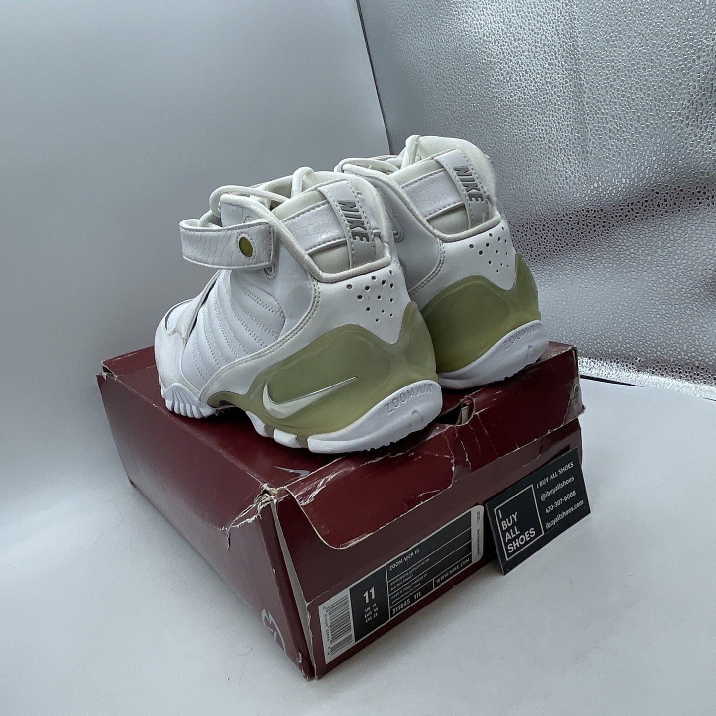 Size 11 - Nike Zoom Vick 3 White Metallic Silver (311845-111)