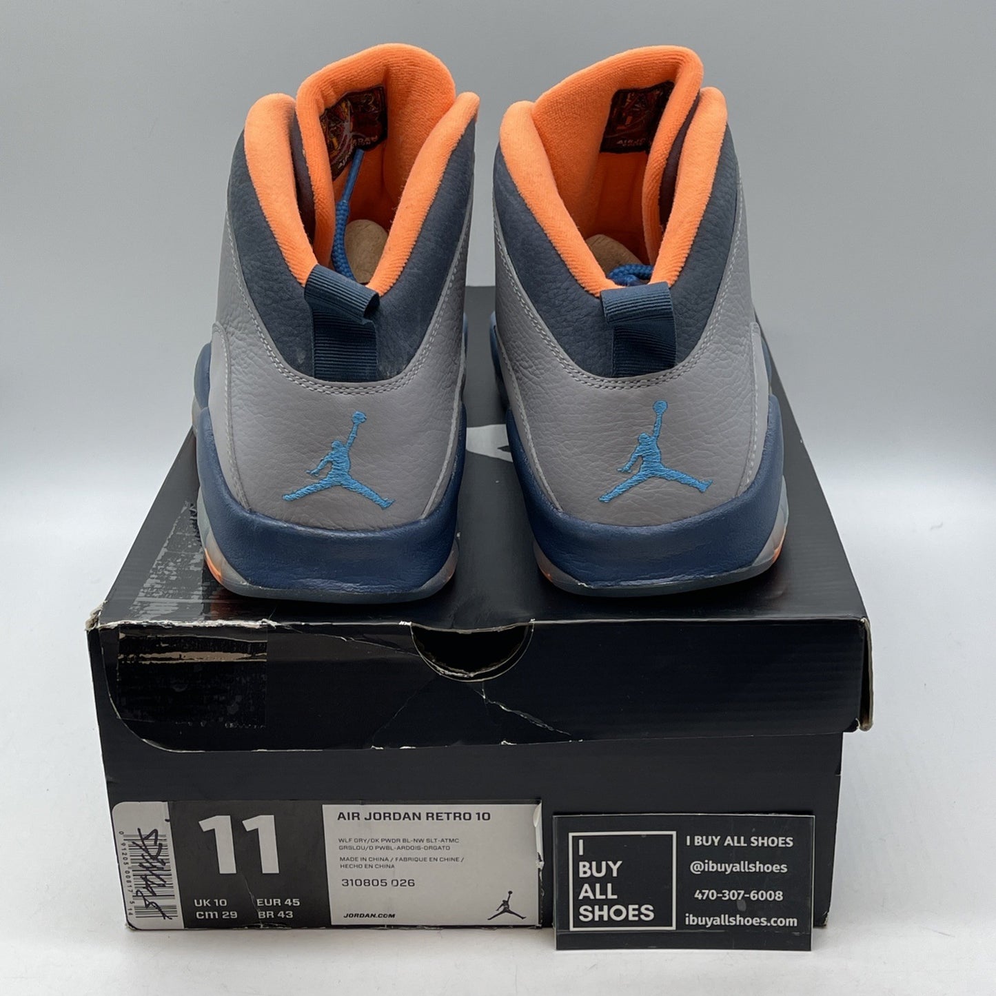 Size 11 - Air Jordan 10 Retro Bobcats Grey Blue Suede Leather (310805-026)