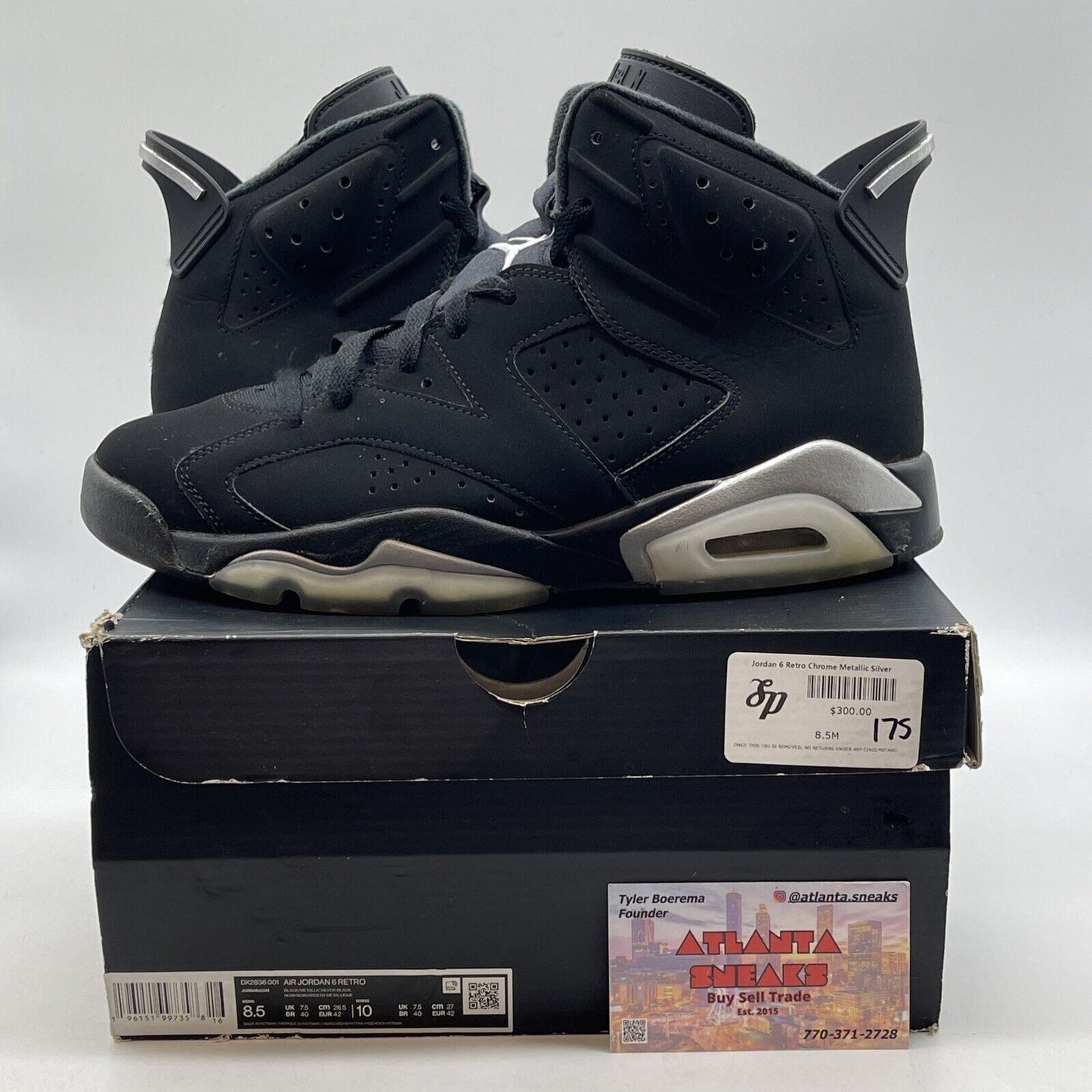 Size 8.5 - Jordan 6 Retro Mid Chrome Black (DX2836-001)