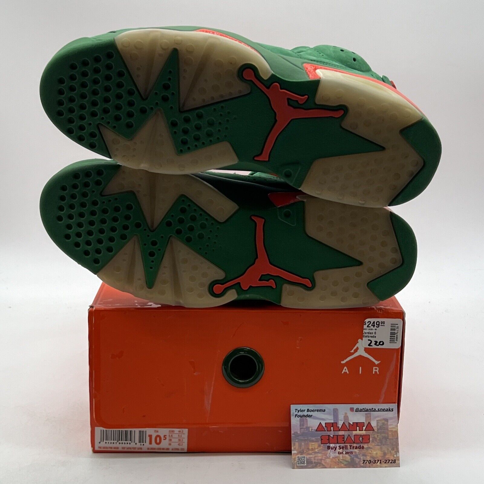 Size 10.5 - Air Jordan 6 Retro NRG Green Suede Gatorade (AJ5986-335)