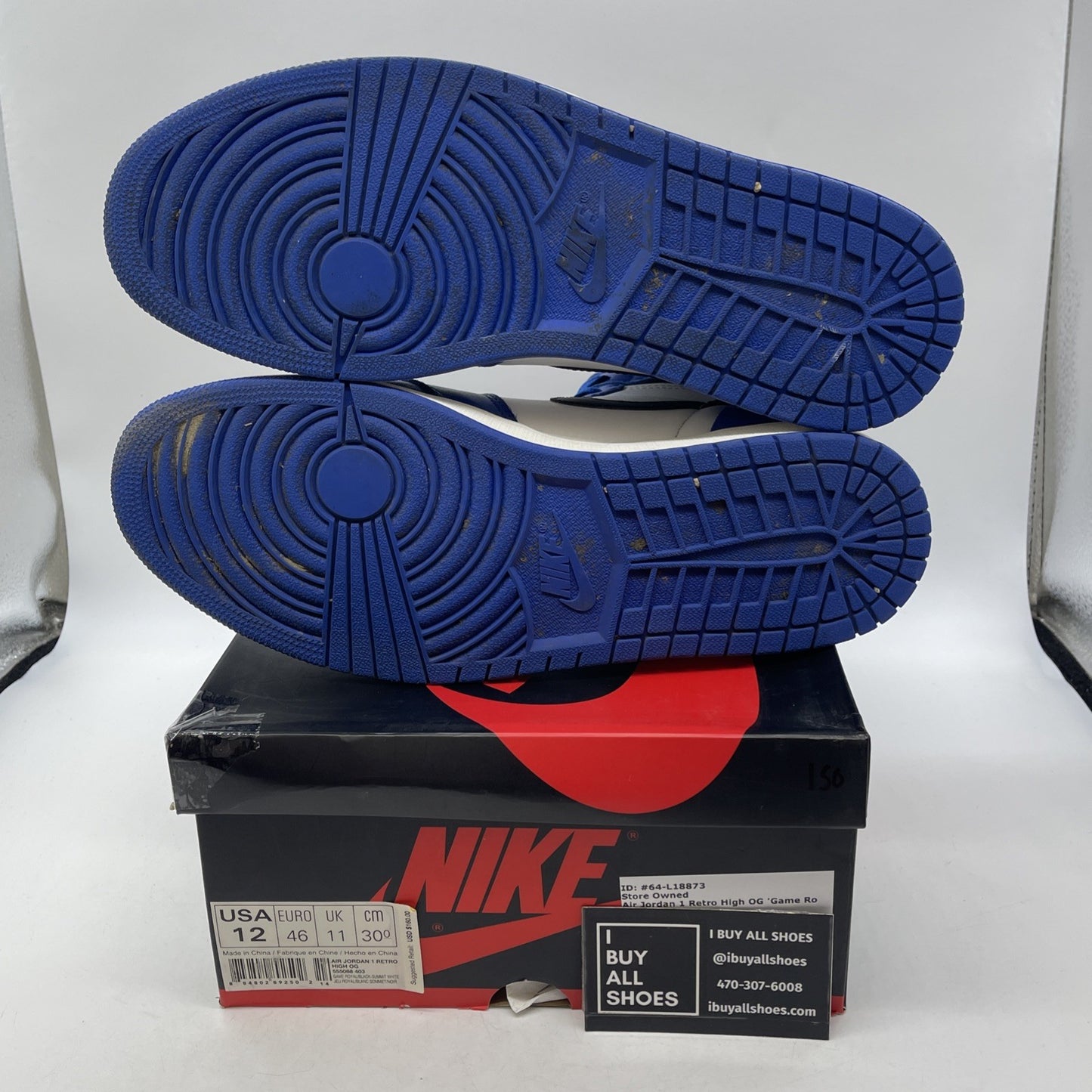 Size 12 - Air Jordan 1 Retro High OG Game Royal 2018 (555088-403)