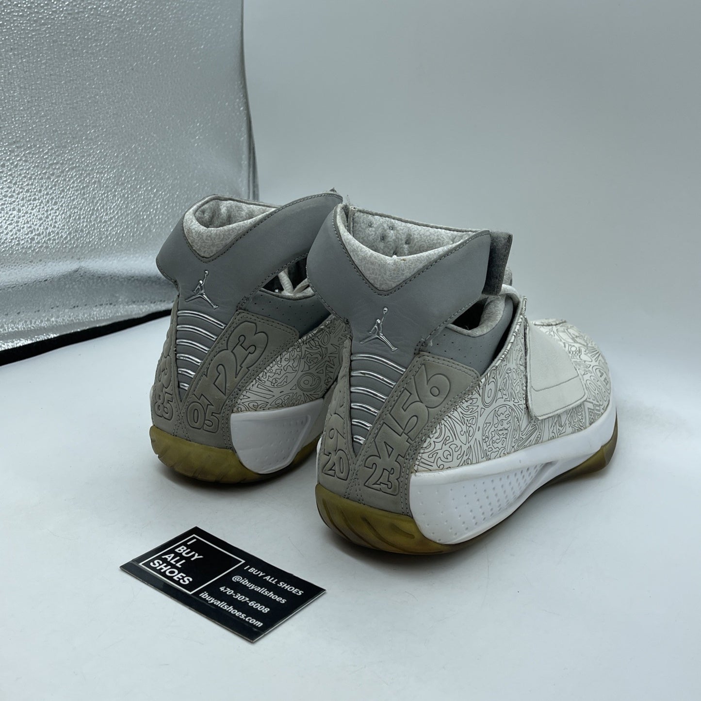 Size 10 - Air Jordan 20 Retro Laser Grey White Suede Leather (743991-100)