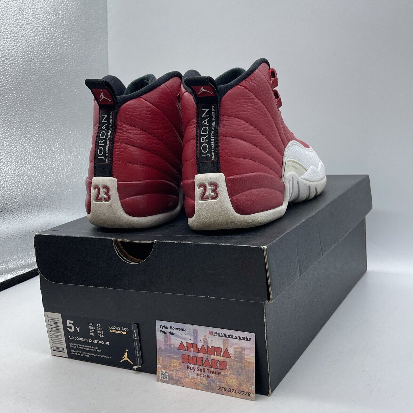 Size 5Y (GS) - Jordan 12 Retro Mid Gym Red White Leather  (153265-600)