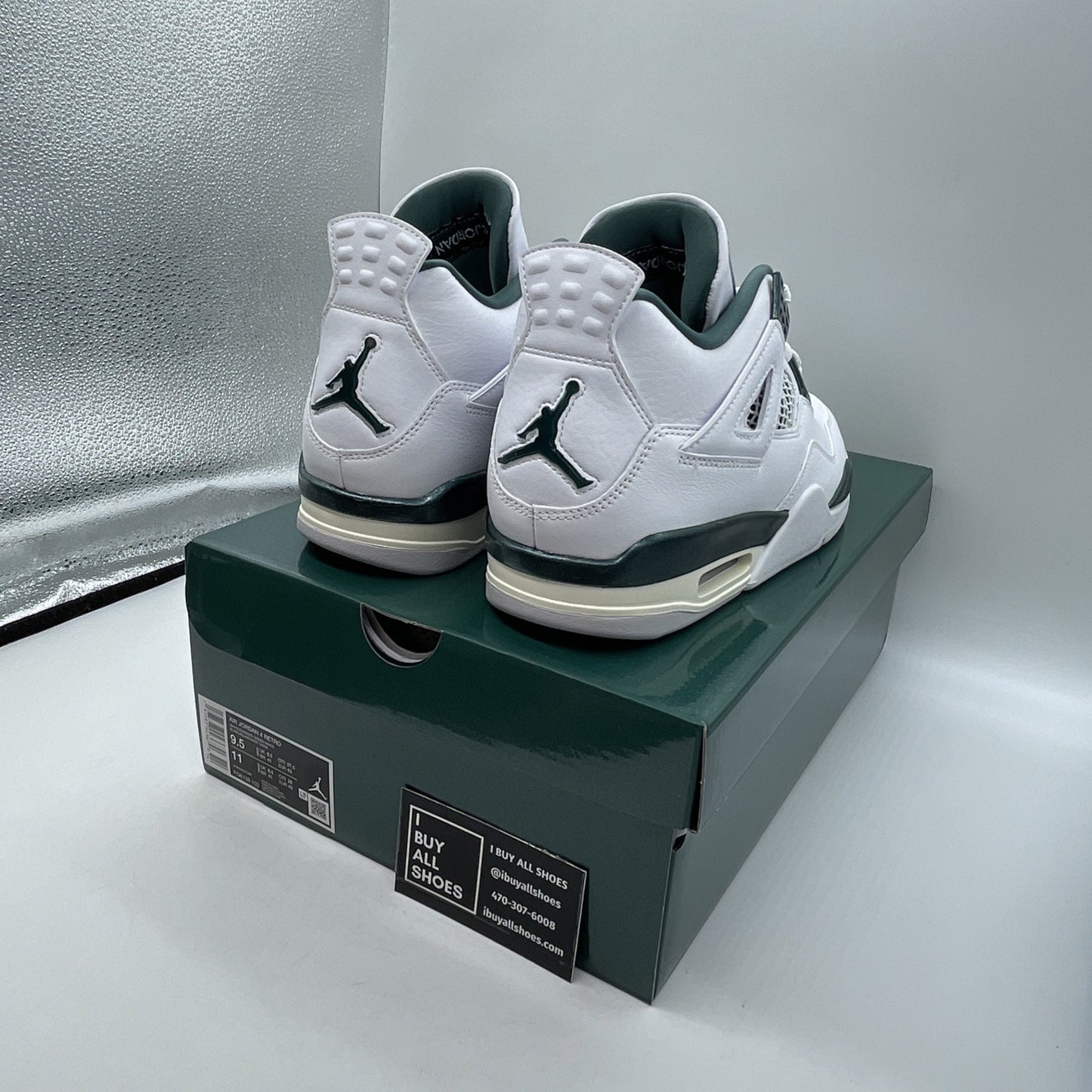 Size 9.5 - Air Jordan 4 Retro Oxidized Green White Leather (FQ8138-103)