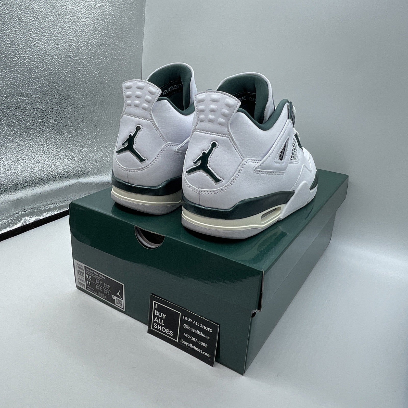 Size 9.5 - Air Jordan 4 Retro Oxidized Green White Leather (FQ8138-103)