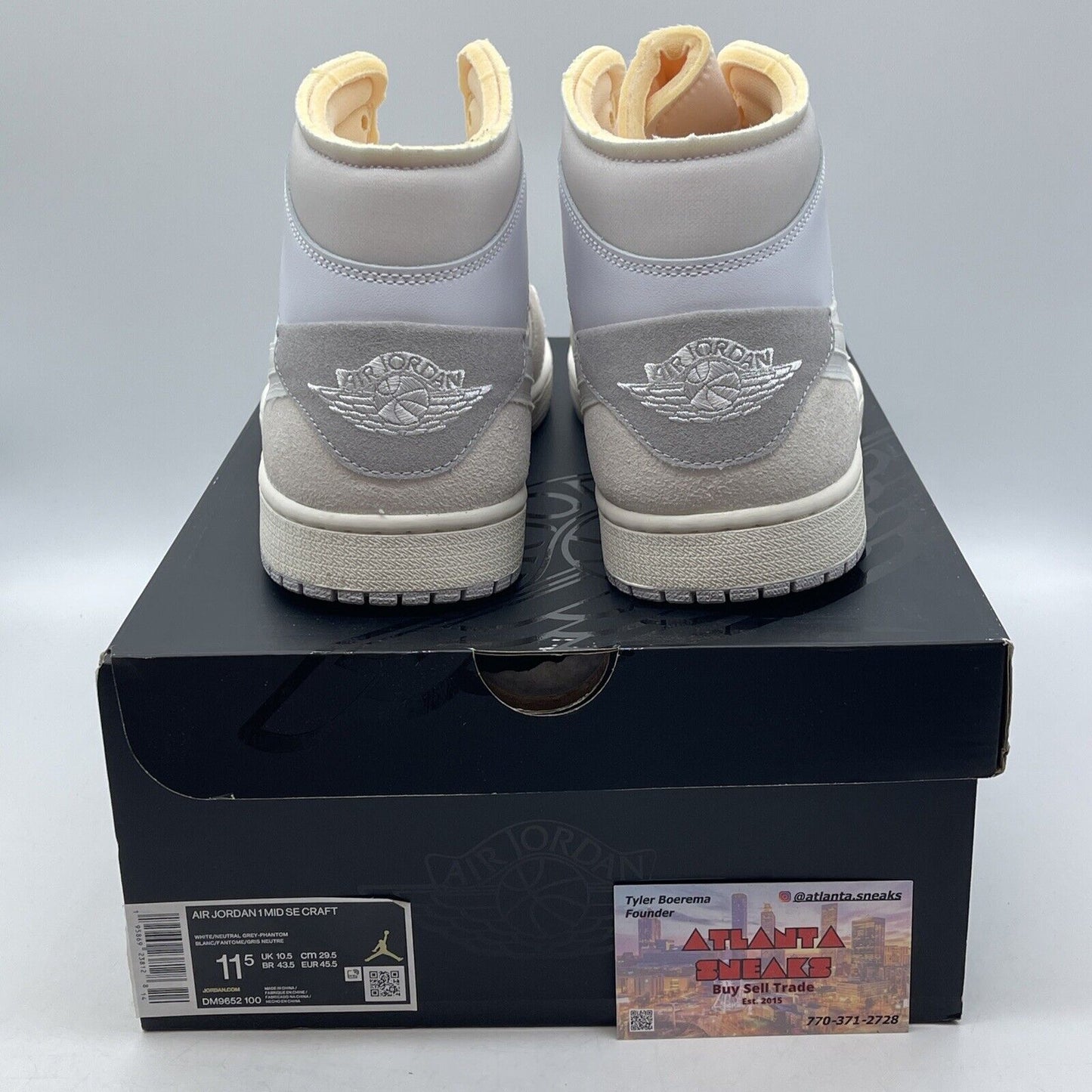Size 11.5 - Jordan 1 Mid SE Craft Inside Out White Grey Suede (DM9652-100)