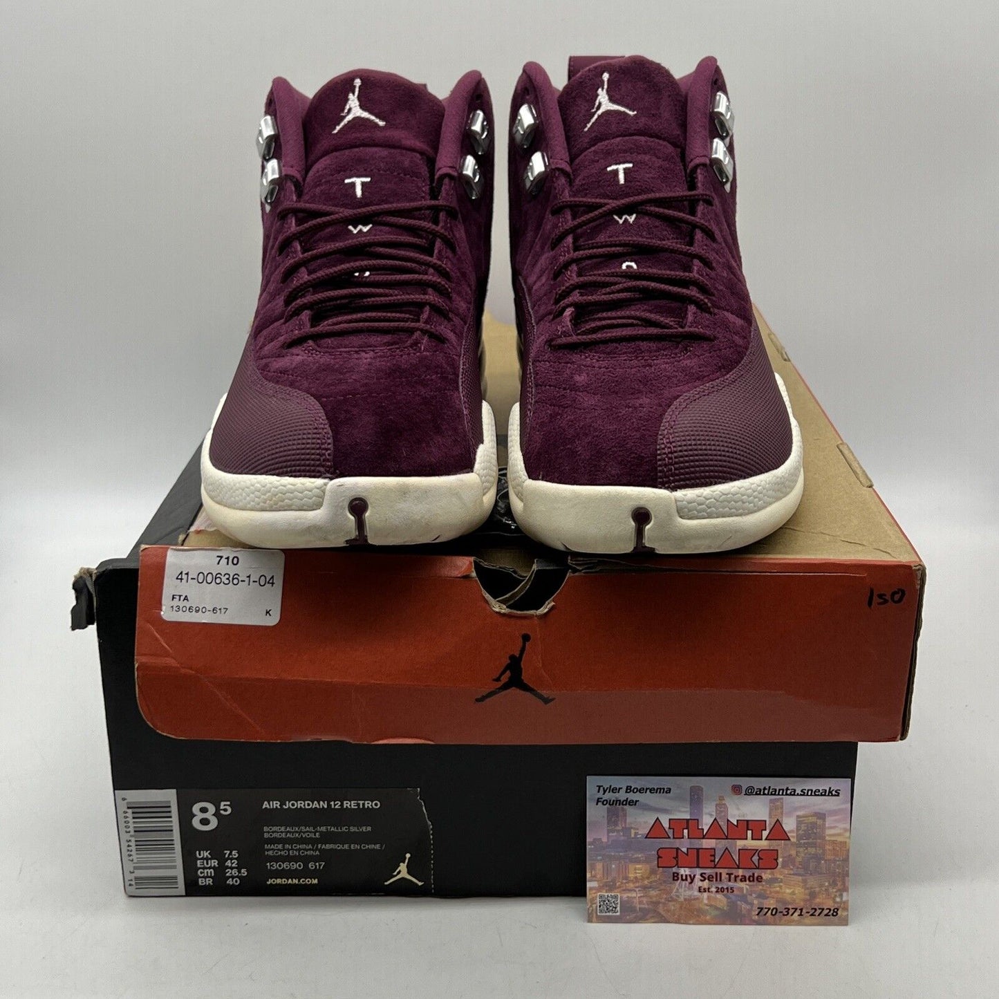 Size 8.5 - Air Jordan 12 Retro Bordeaux White Suede (130690-617)