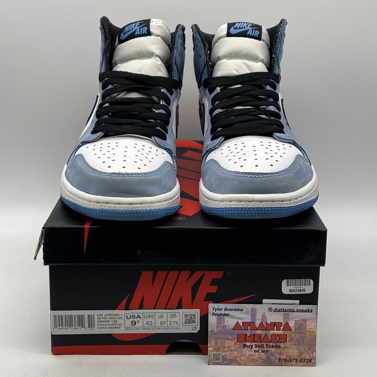 Size 9.5 - Jordan 1 Retro OG High University Blue White Black (555088-134)