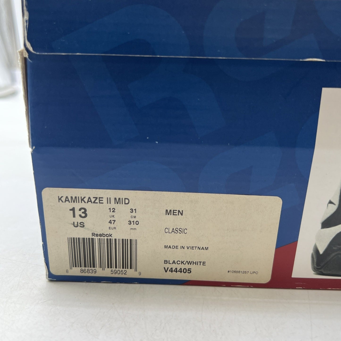 Size 13 - Reebok Kamikaze 2 Retro 2013 Black White (V44405)