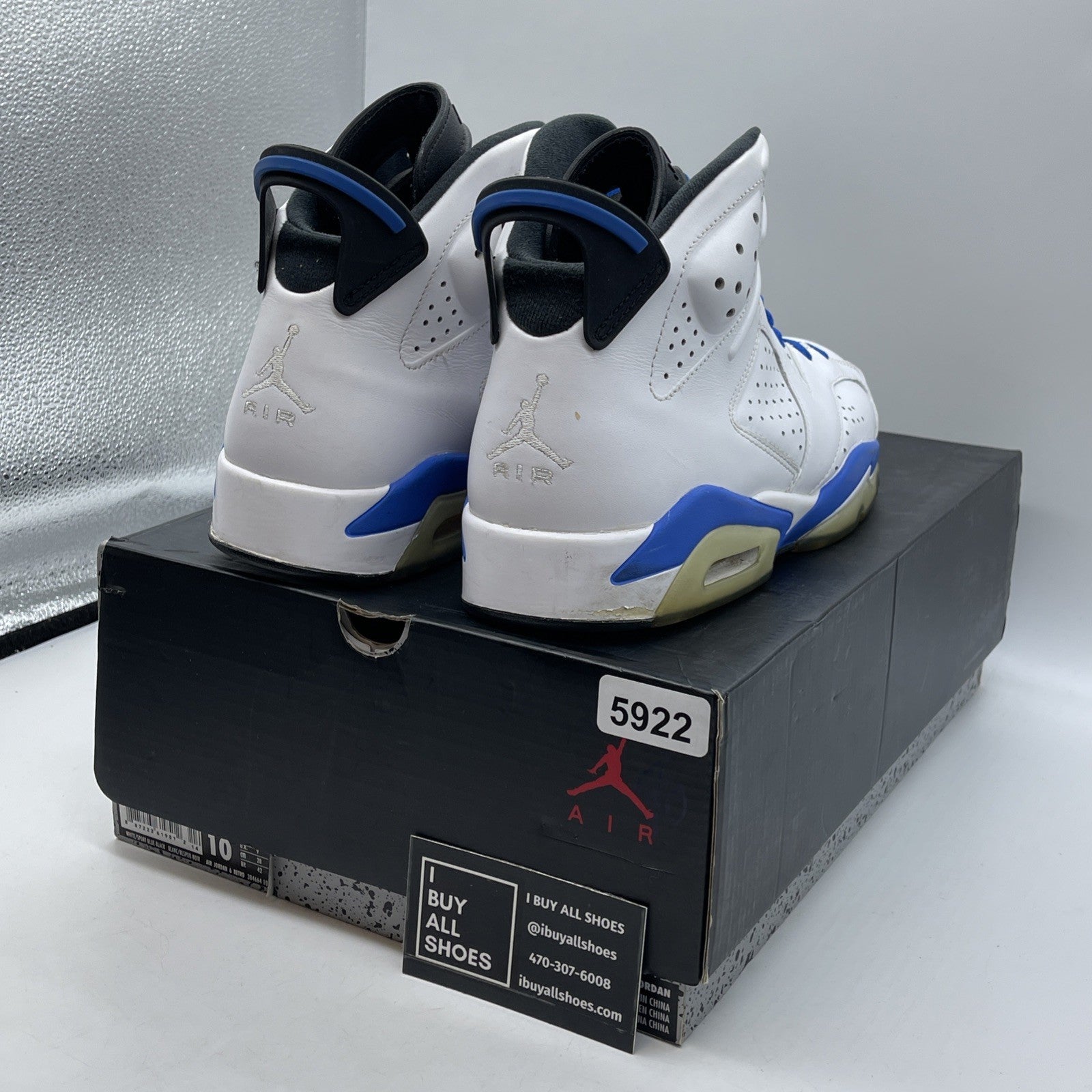Size 10 - Air Jordan 6 Retro 2014 Sport Blue White Leather (384664-107)
