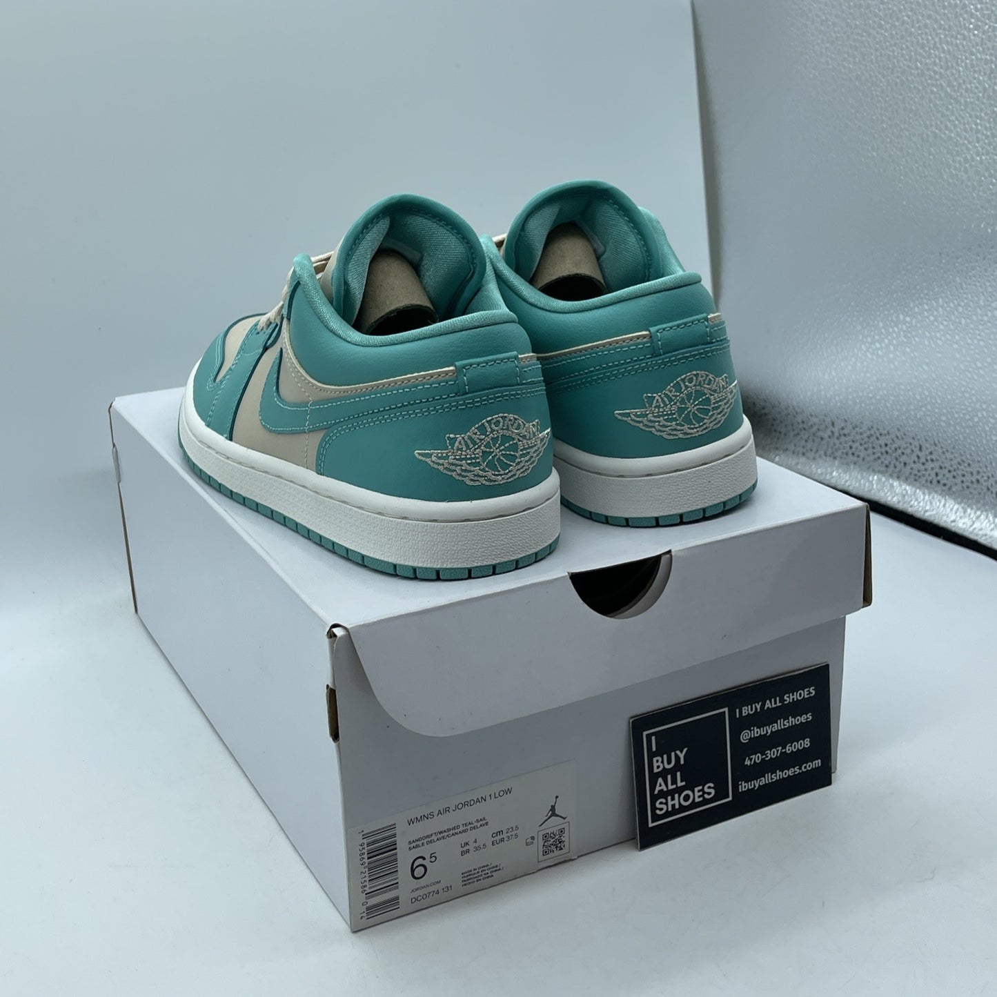 Size 6.5W - Nike Air Jordan 1 Low Washed Tropical Teal  Leather (DC0774-131)