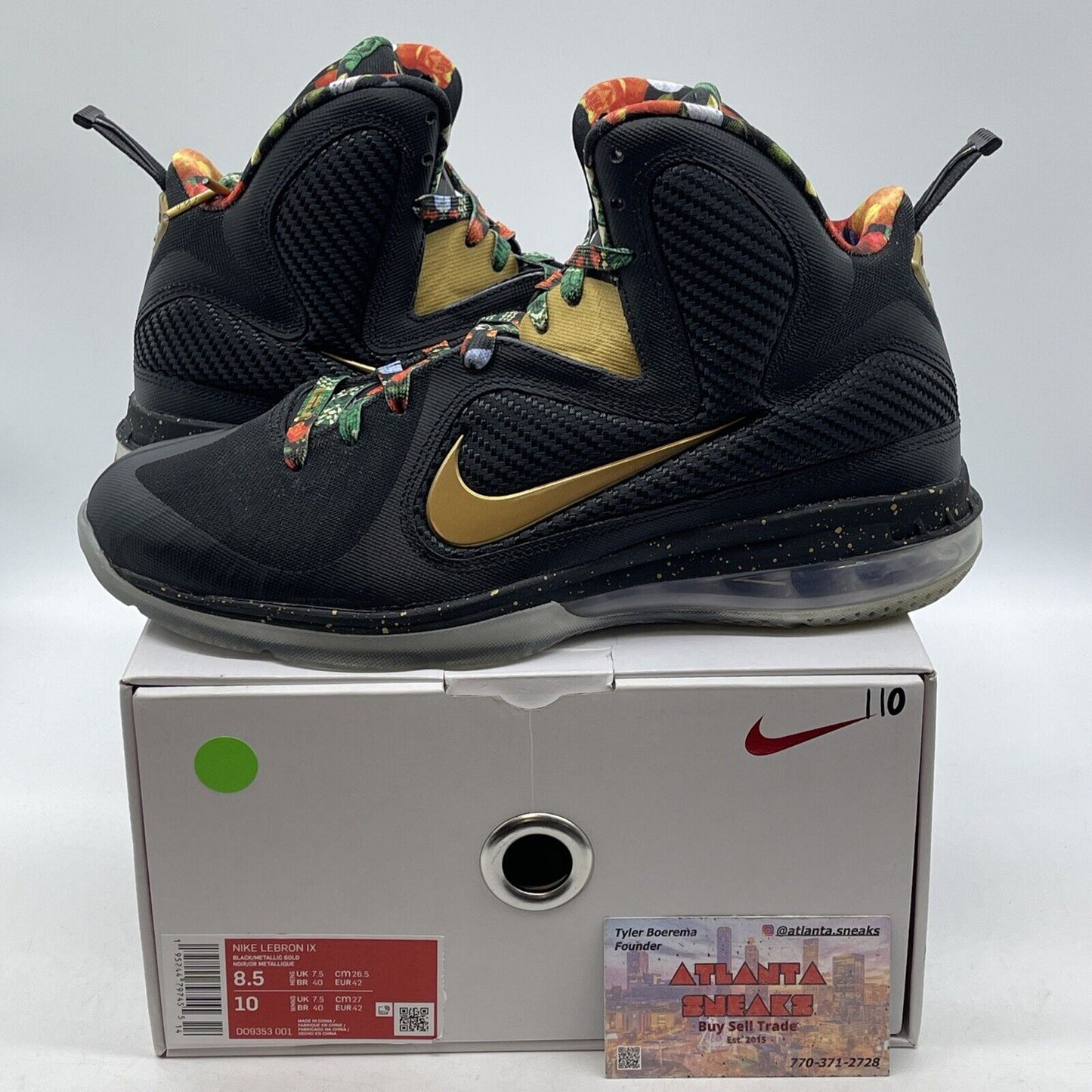 Size 8.5 - Nike LeBron 9 2022 Watch The Throne Black Gold Leather (DO9353-001)