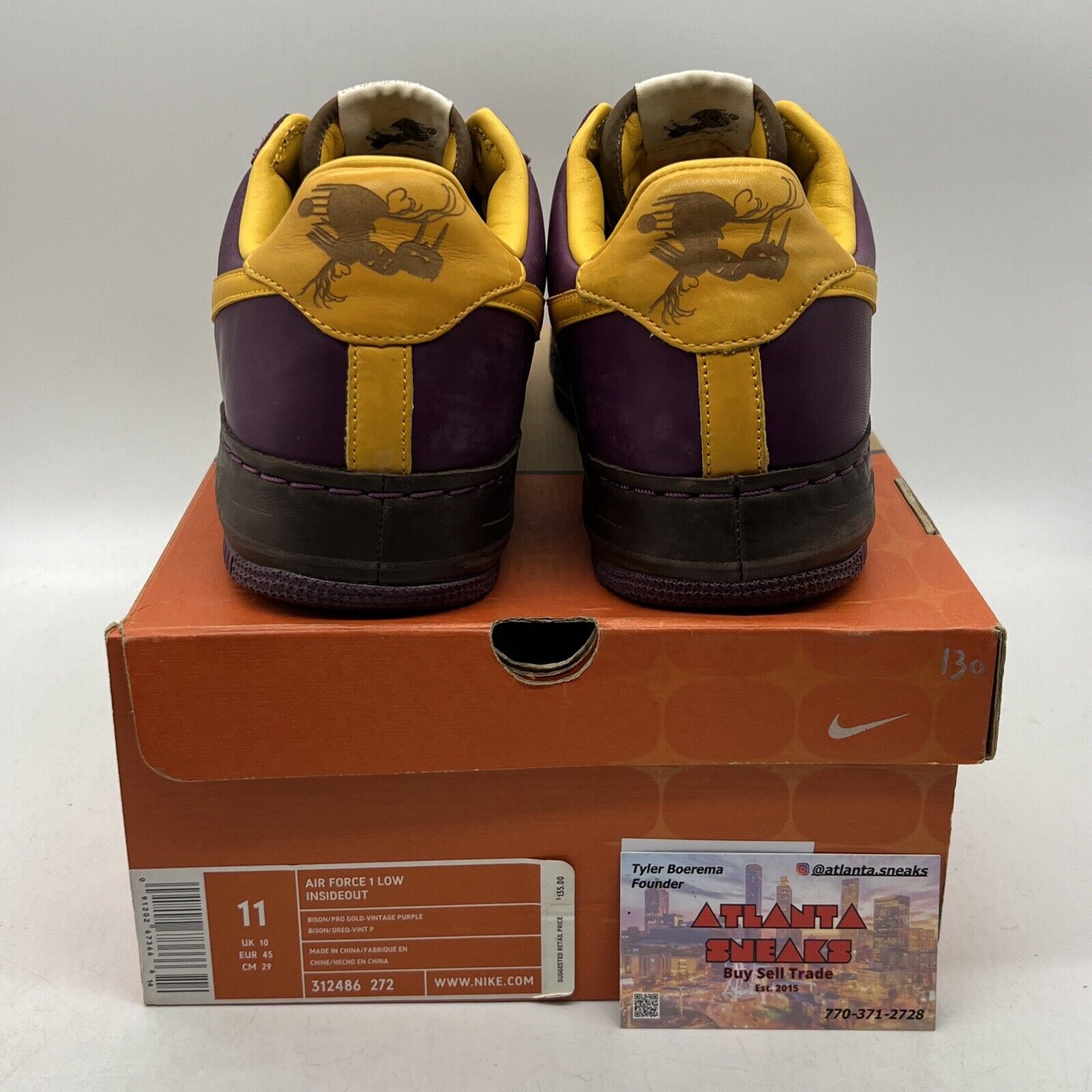 Size 11 - Nike Air Force 1 Insideout Low Purple Yellow Leather (312486-272)