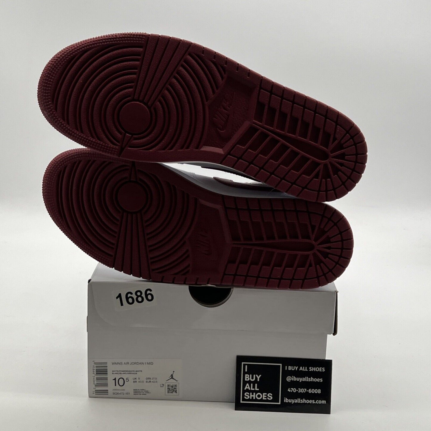 Size 10.5 - Air Jordan 1 Mid White Pomegranate W (BQ6472-161)