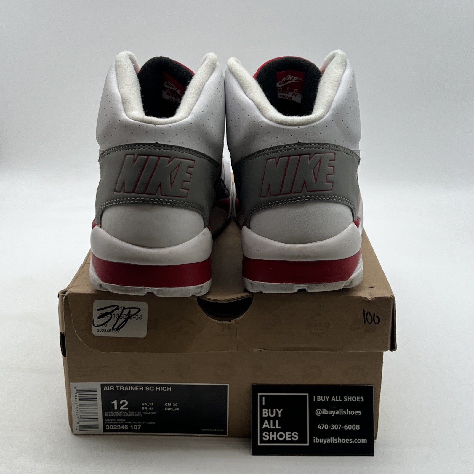 Size 12 - Nike Air Trainer SC High White Varsity Red (302346-107)
