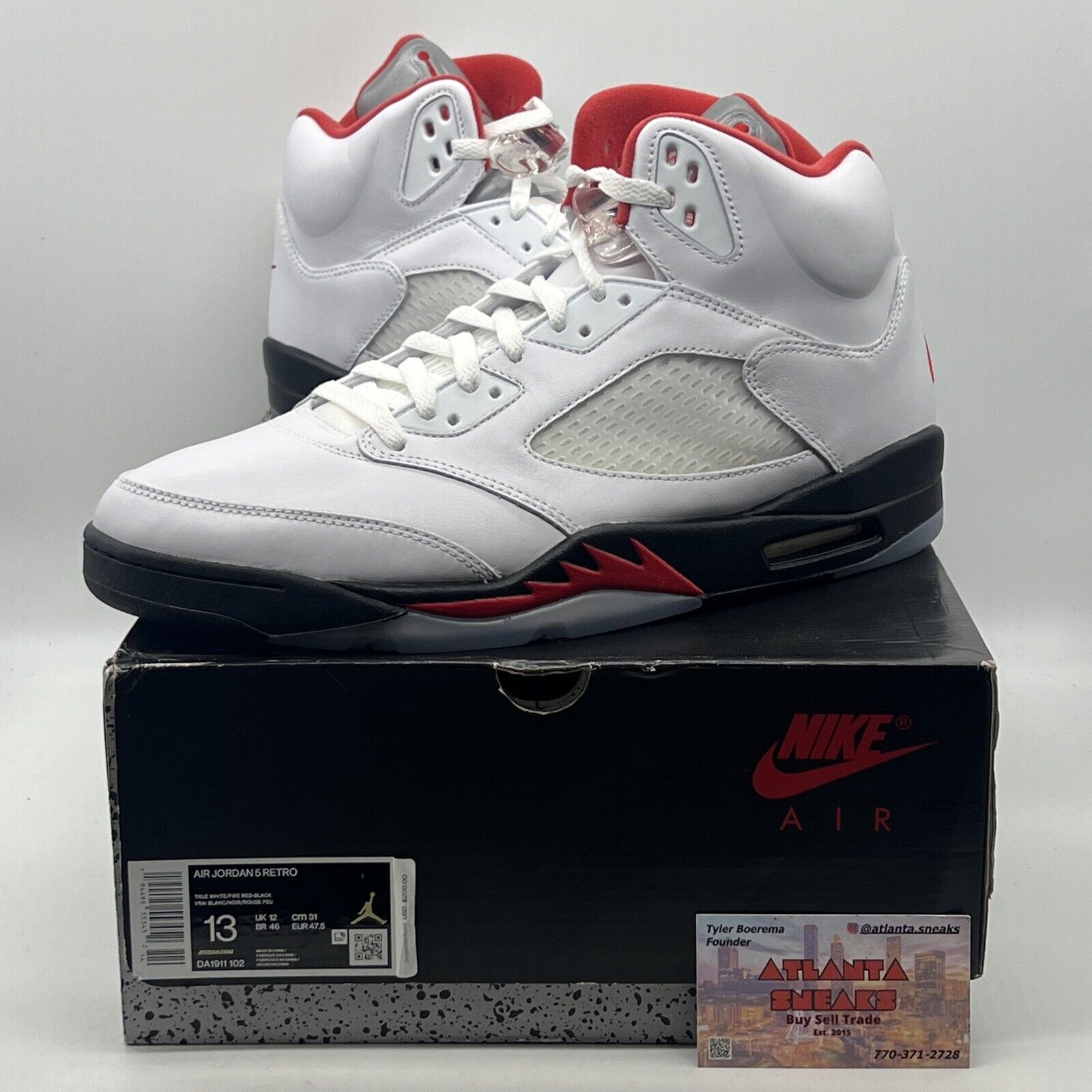 Size 13 - Jordan 5 Retro Mid Fire Red White Black Leather Icey (DA1911-102)