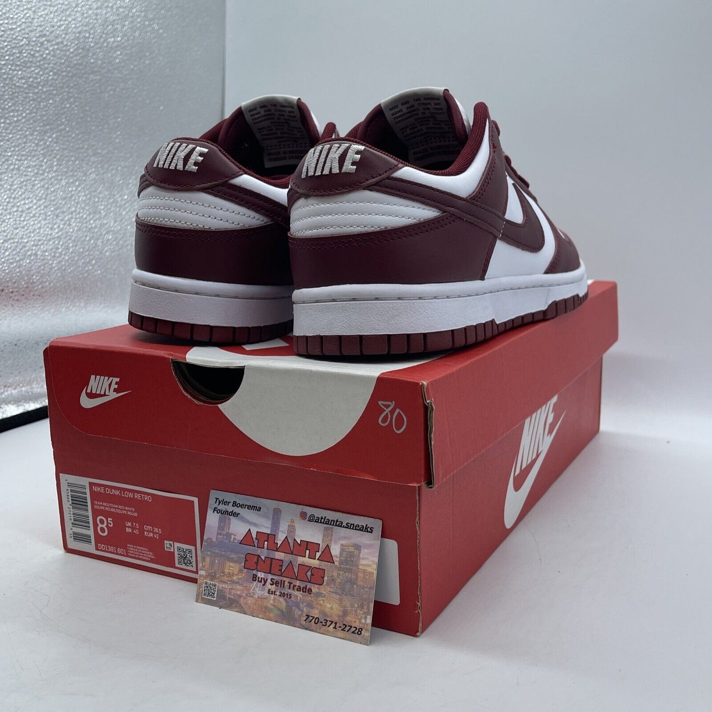 Size 8.5 - Nike Dunk Low Team Red White Leather (DD1391-601)