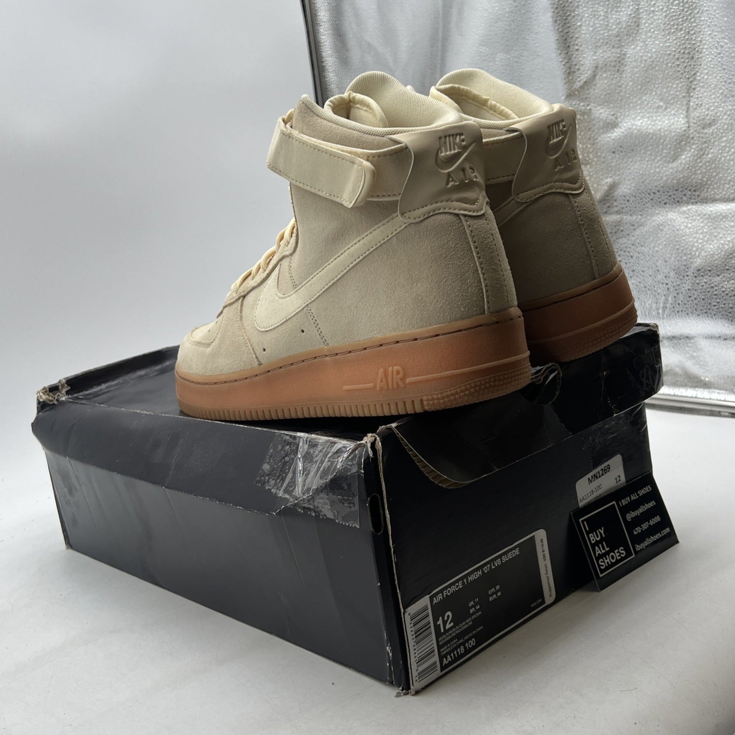 Size 12 - Nike Air Force 1 07 LV8 Suede High Mushroom (AA1118-100)