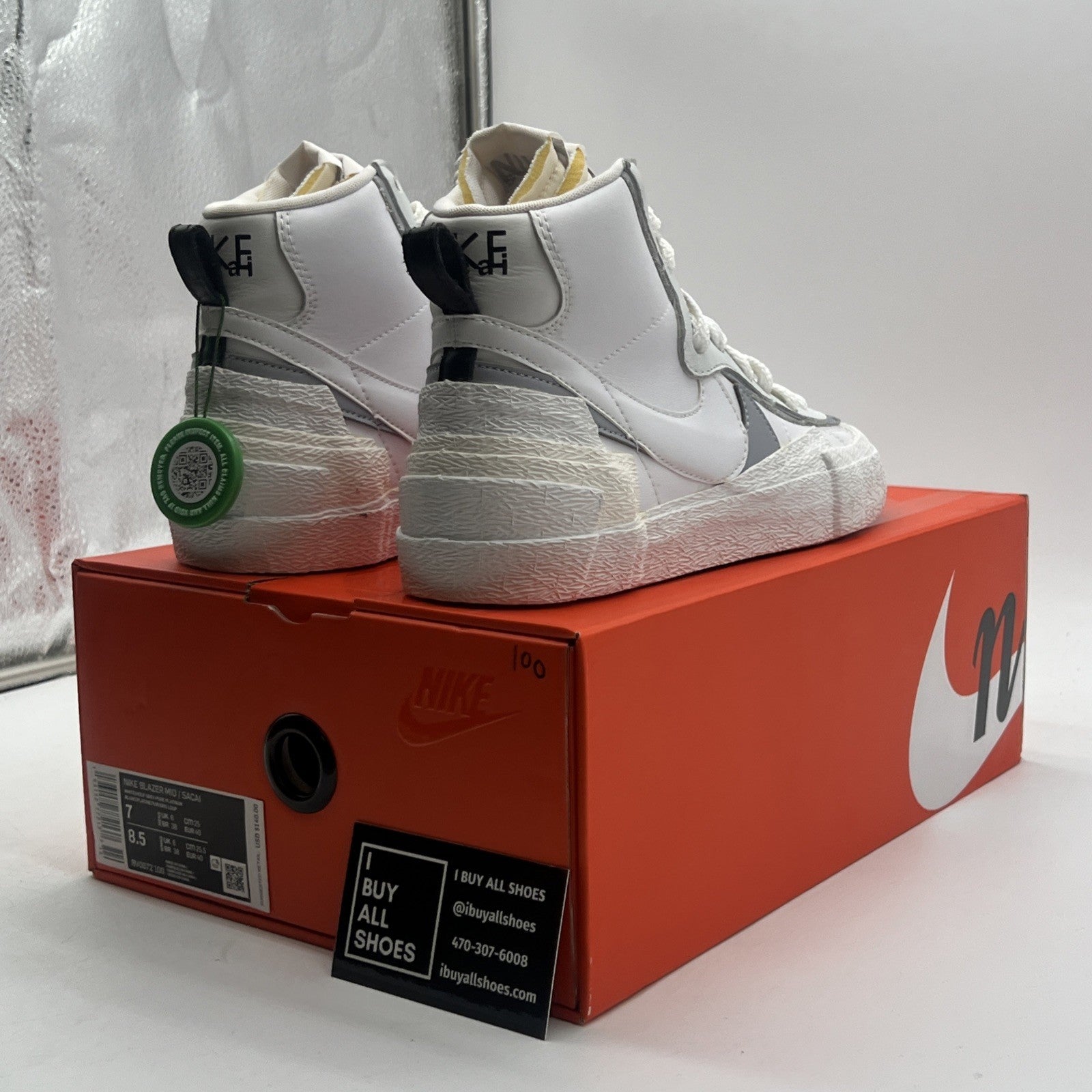 Size 7 - Nike sacai x Blazer Mid White Grey (BV0072-100)