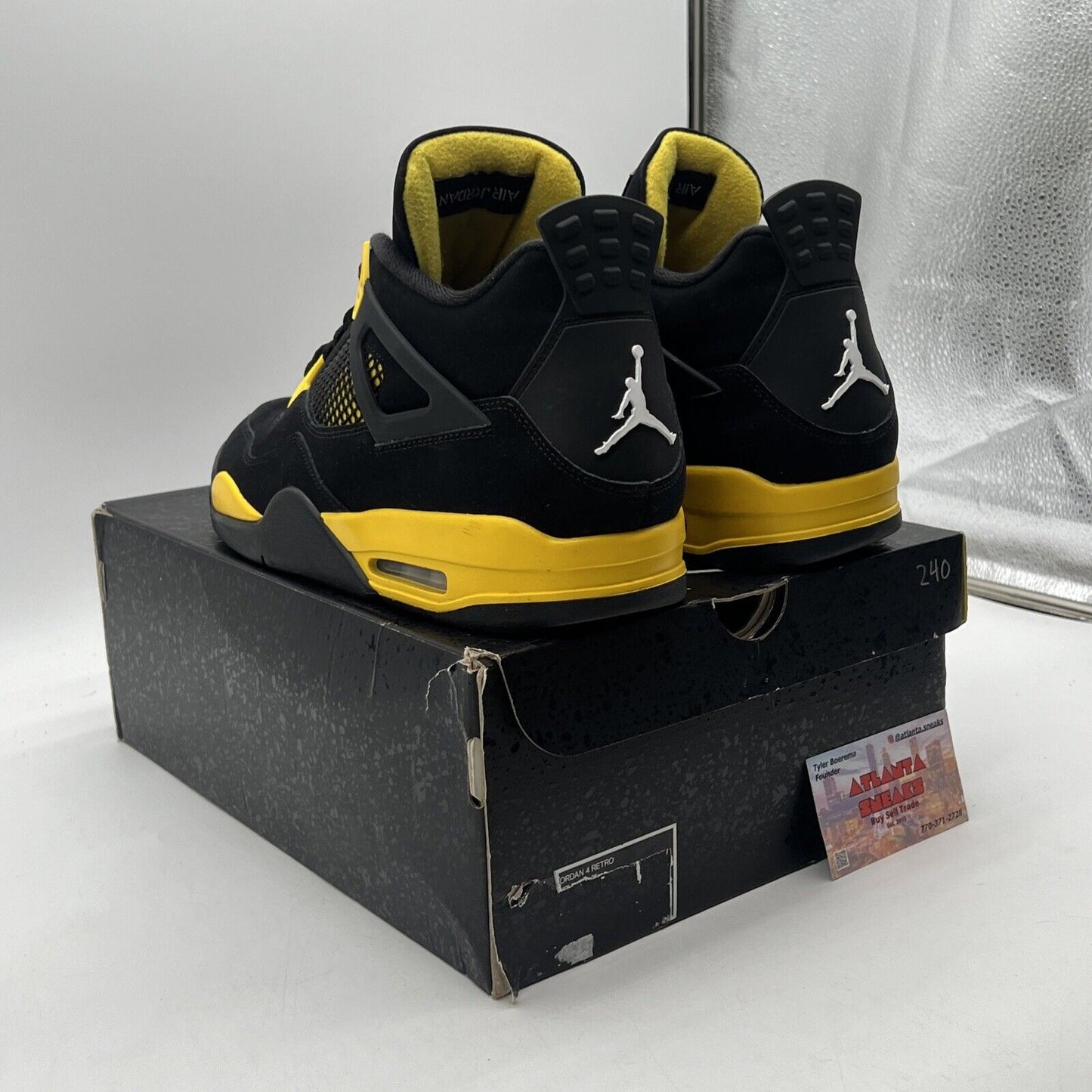 Size 13 - Jordan 4 Retro Mid Thunder Black Yellow Suede (DH6927-017)