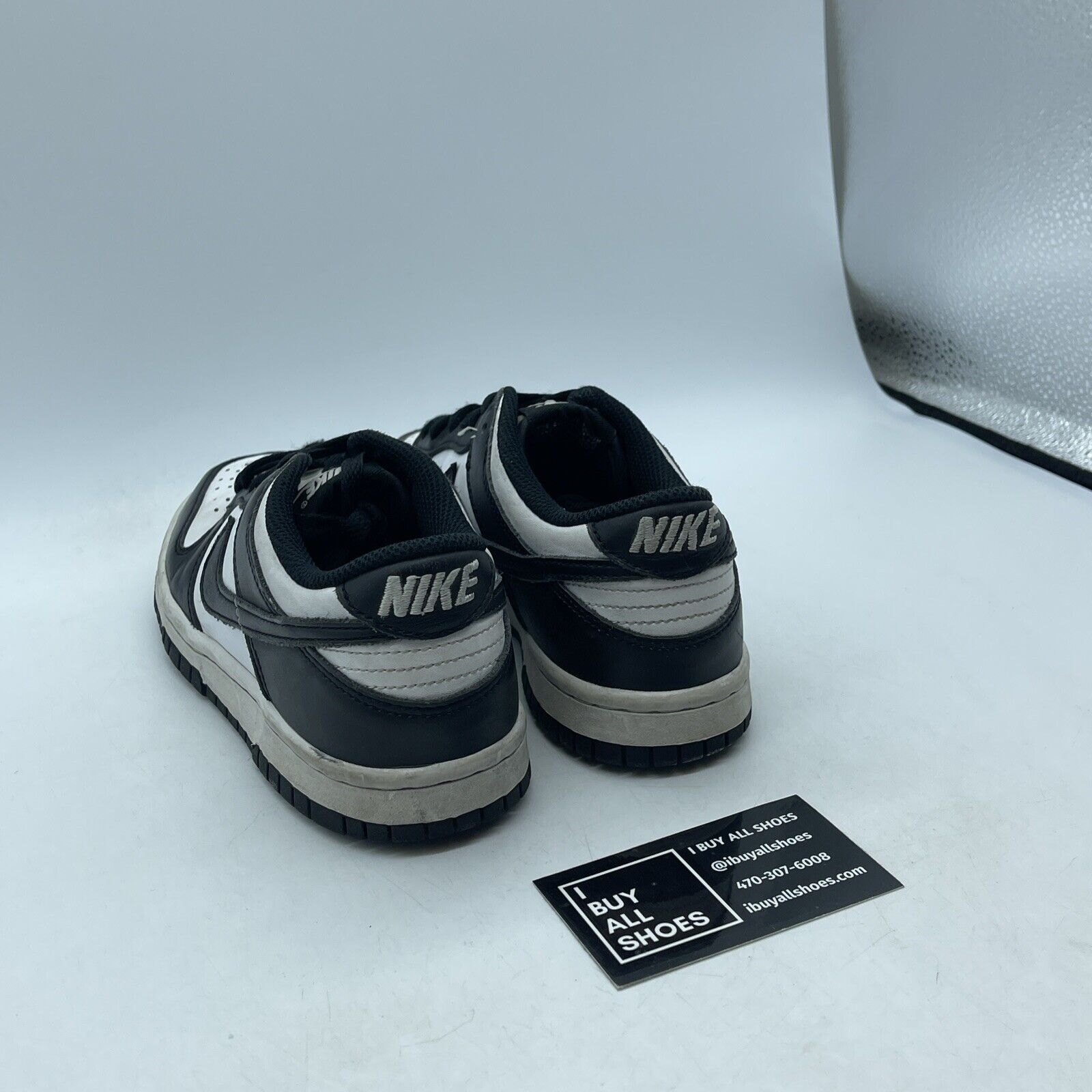 Size 4Y - Dunk Low GS Black white Leather Suede  (CW1590-100)