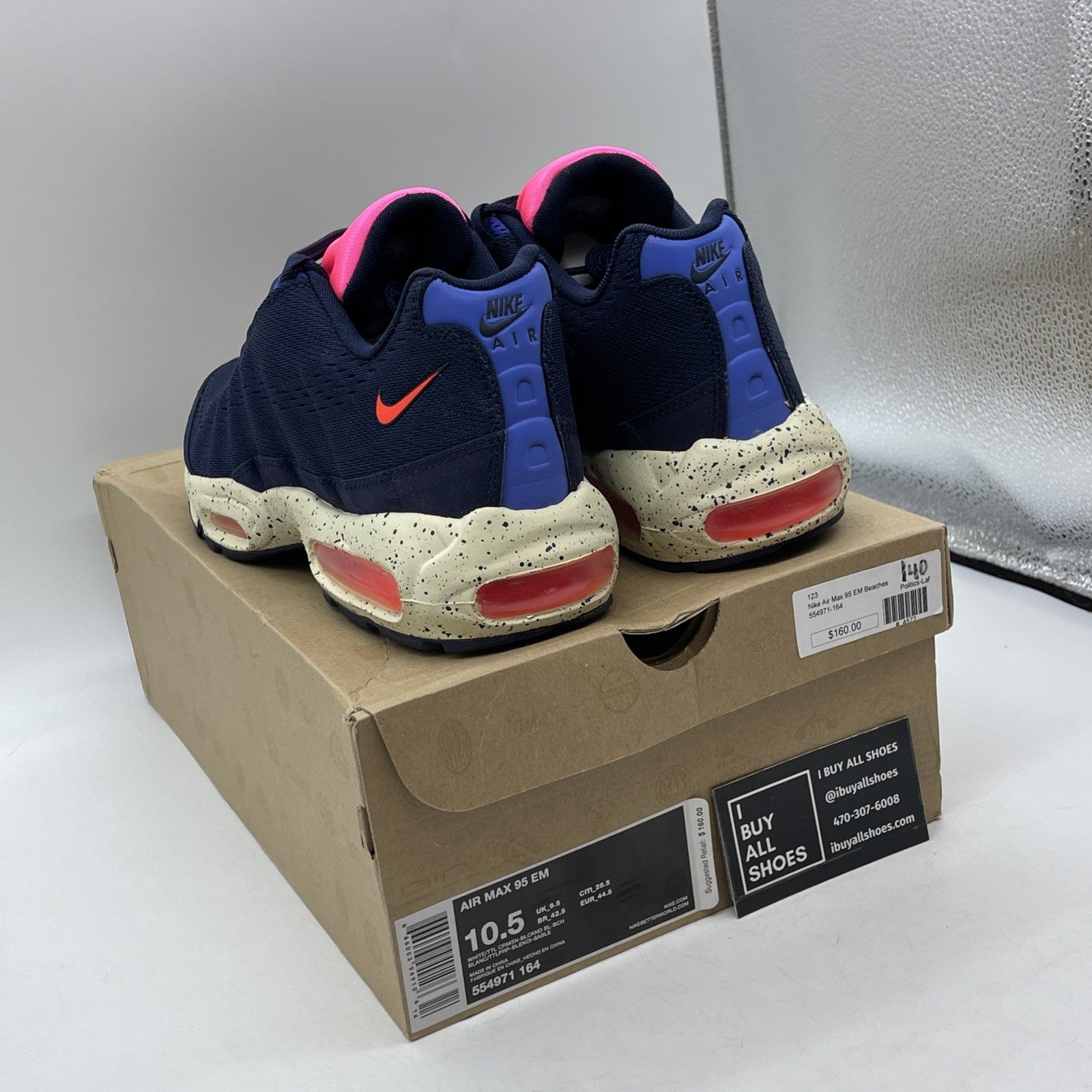Size 10.5 - Nike Air Max 95 EM Beaches of Rio Blue Pink Suede (554971-164)