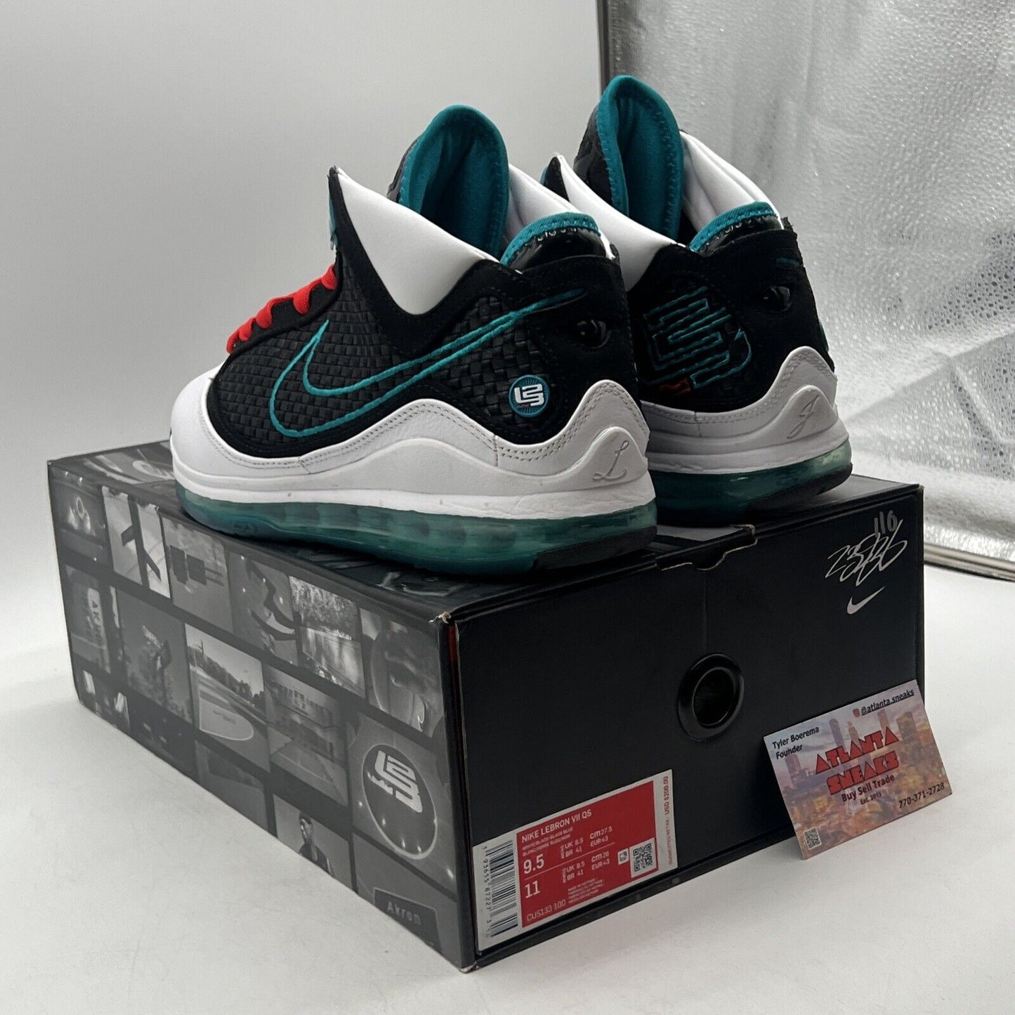 Size 9.5 - Nike Air Max LeBron 7 Retro QS 2019 Red Carpet Aqua Red (CU5133-100)