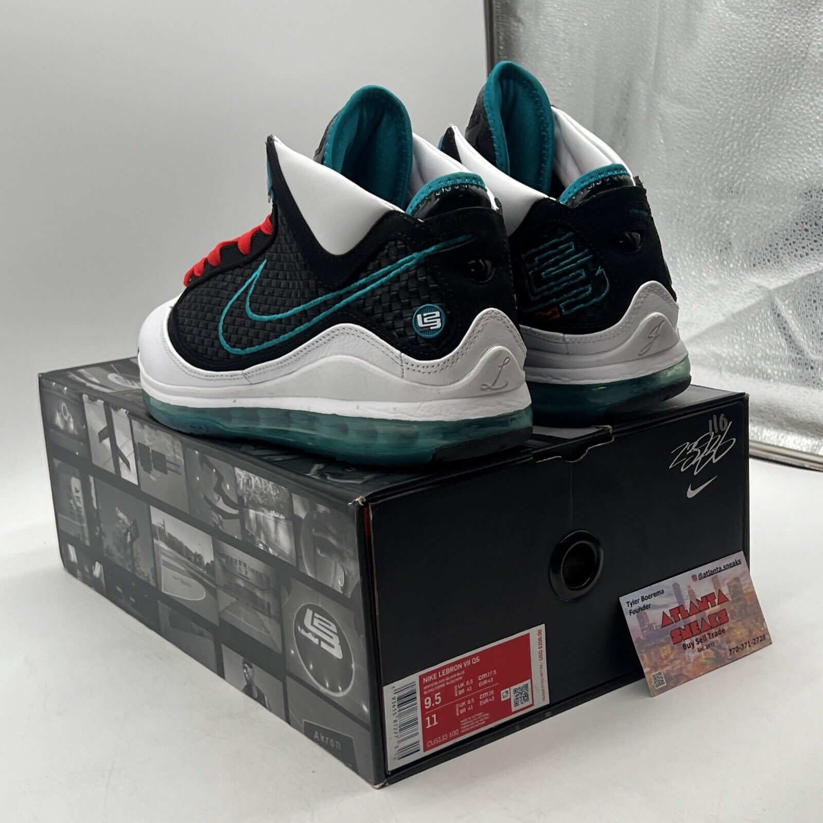 Size 9.5 - Nike Air Max LeBron 7 Retro QS 2019 Red Carpet Aqua Red (CU5133-100)