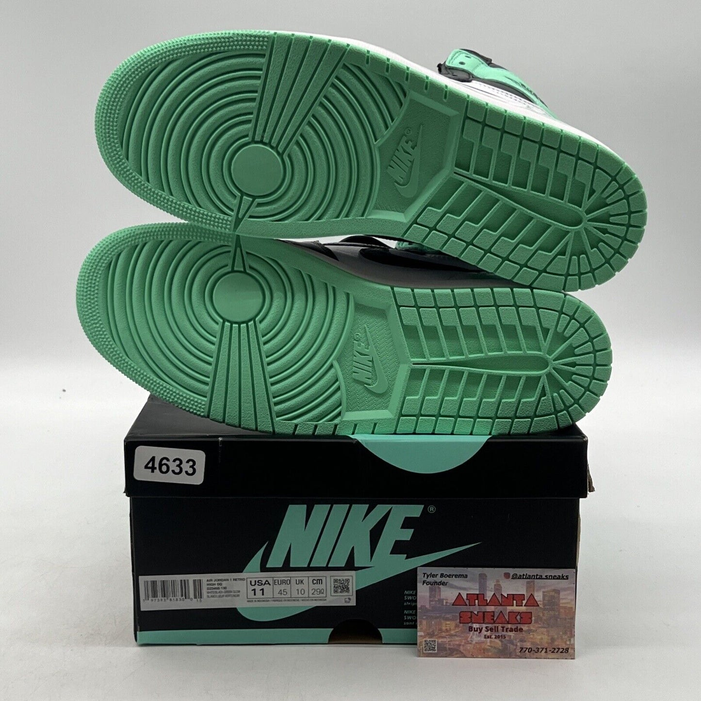 Size 11 - Air Jordan 1 Retro OG High Green Glow White Black Leather (DZ5495-130)