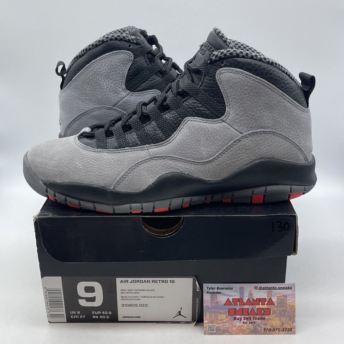 Size 9 - Air Jordan 10 Retro Cool Grey Suede Black Orange Leather (310805-023)
